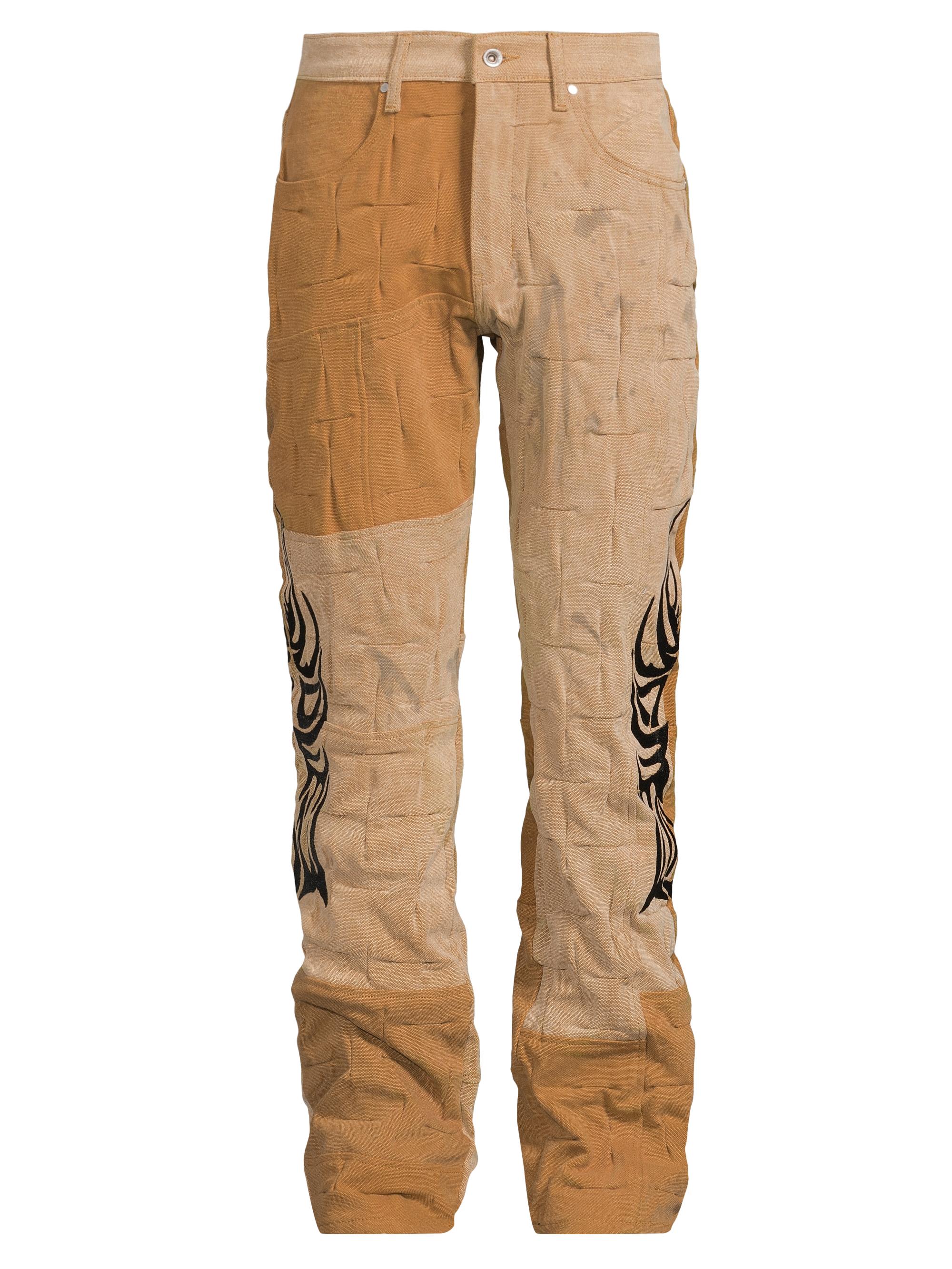 WHO DECIDES WAR / ボトム/32/コットン Who Decides War Gathered Abstract Cotton Straight-Leg Trousers