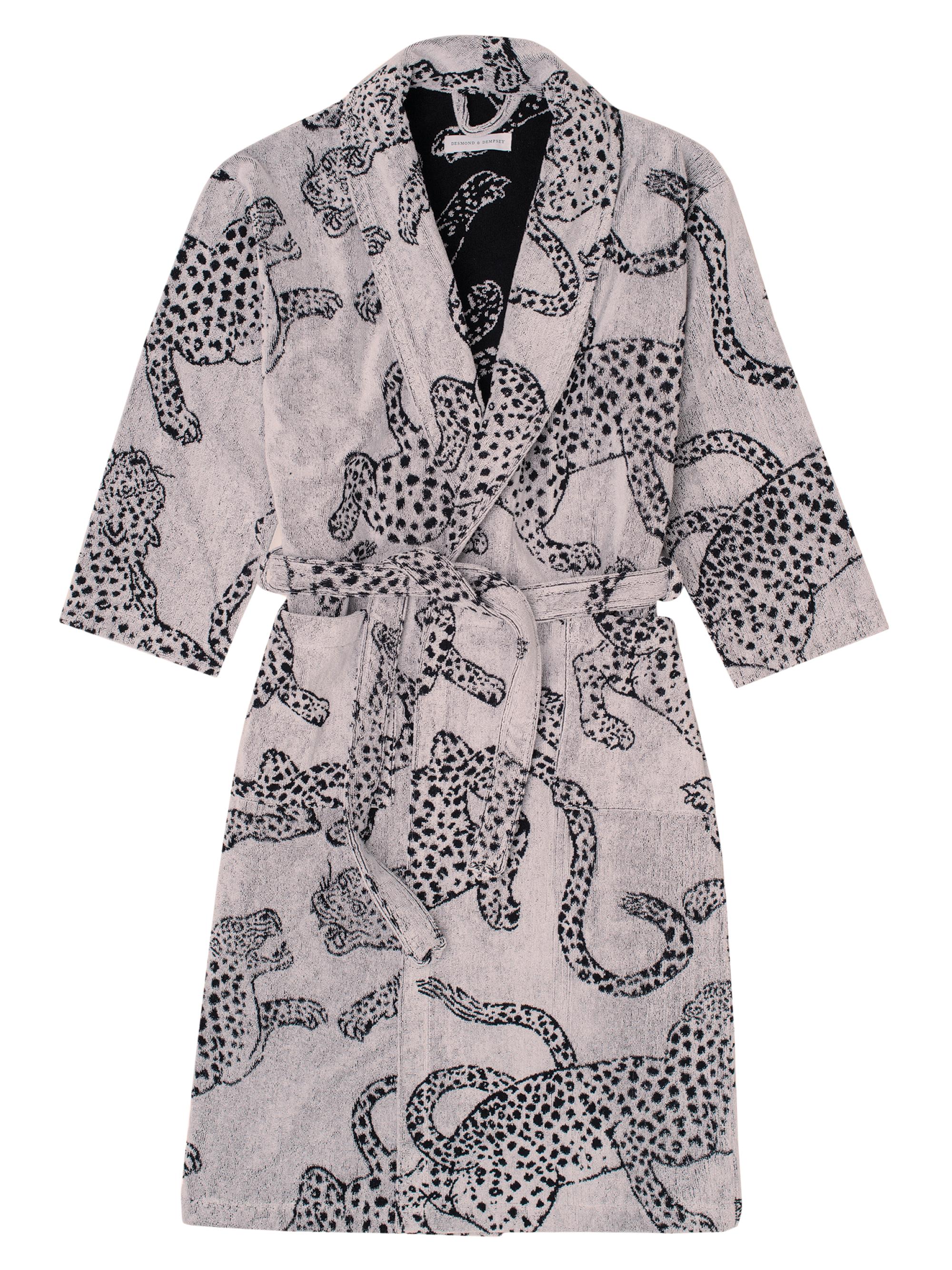 Desmond & Dempsey Women's Cotton Jag Print Towel Robe - Cream