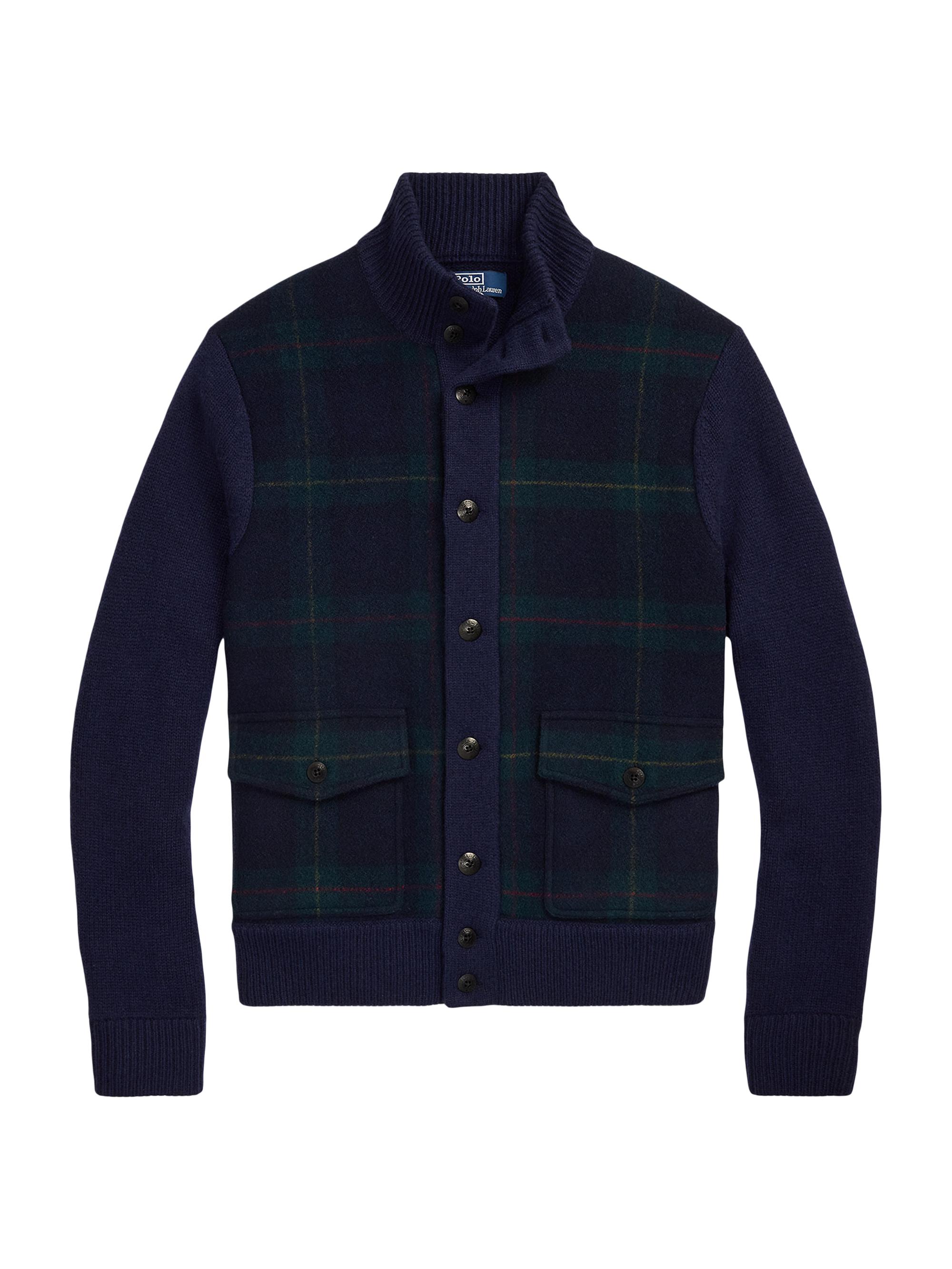 Polo Ralph Lauren Men's Tartan Plaid Wool Cardigan - Hunter Navy