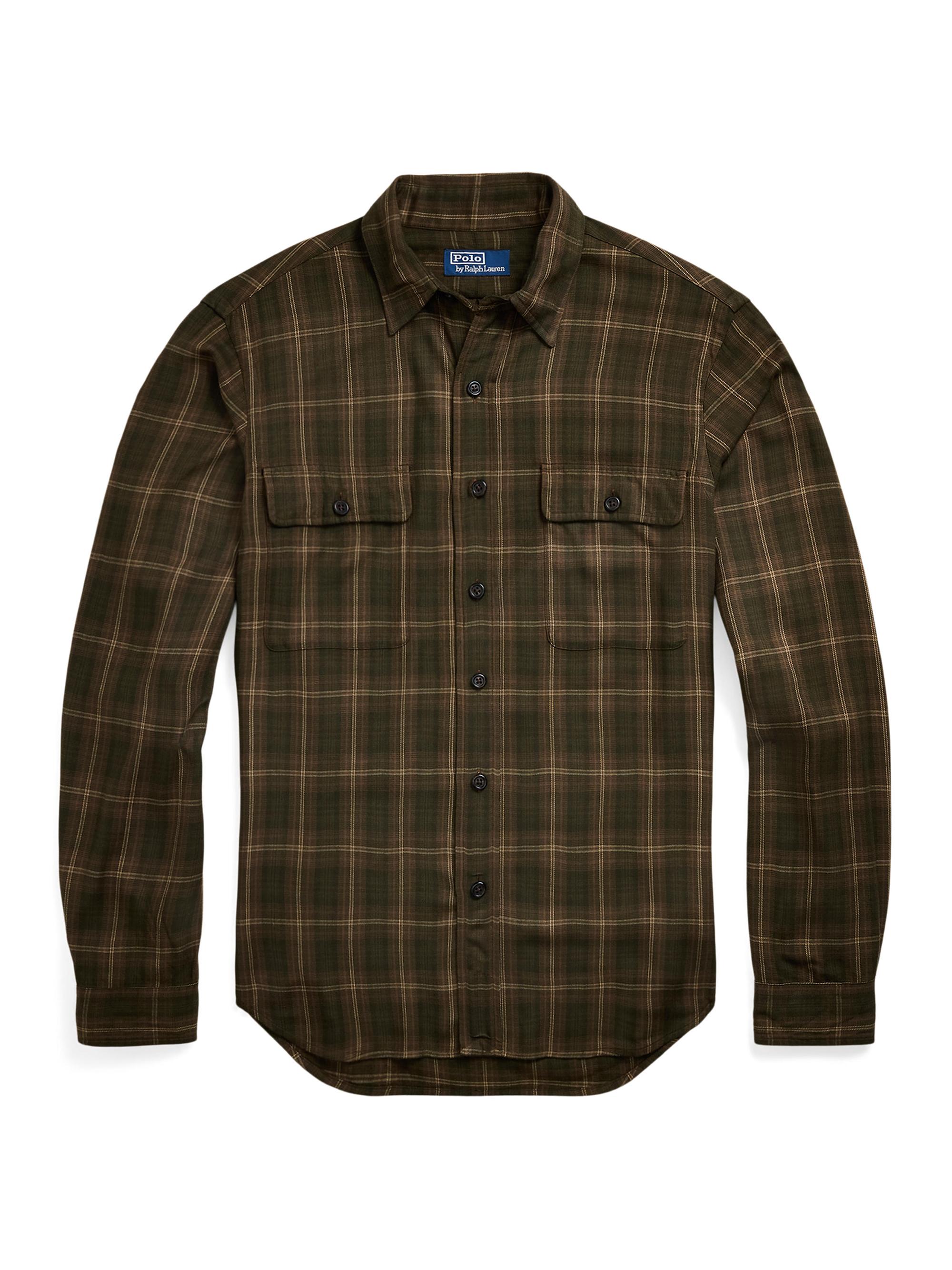 Polo Ralph Lauren Men's Plaid Relaxed Button-Up Shirt - Olive Brown Multicolor