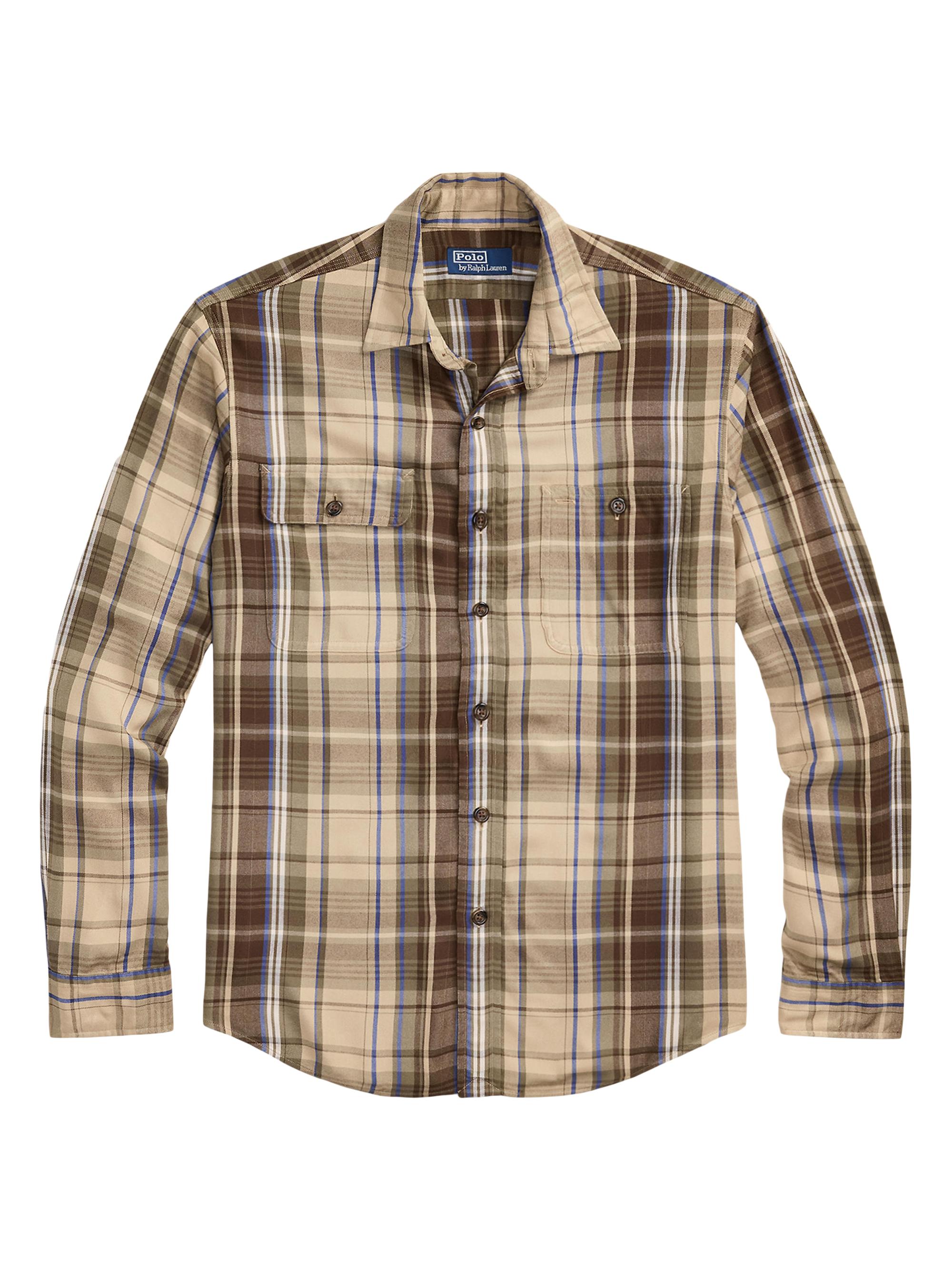 Polo Ralph Lauren Men's Plaid Button-Up Shirt - Brown Blue Multicolor
