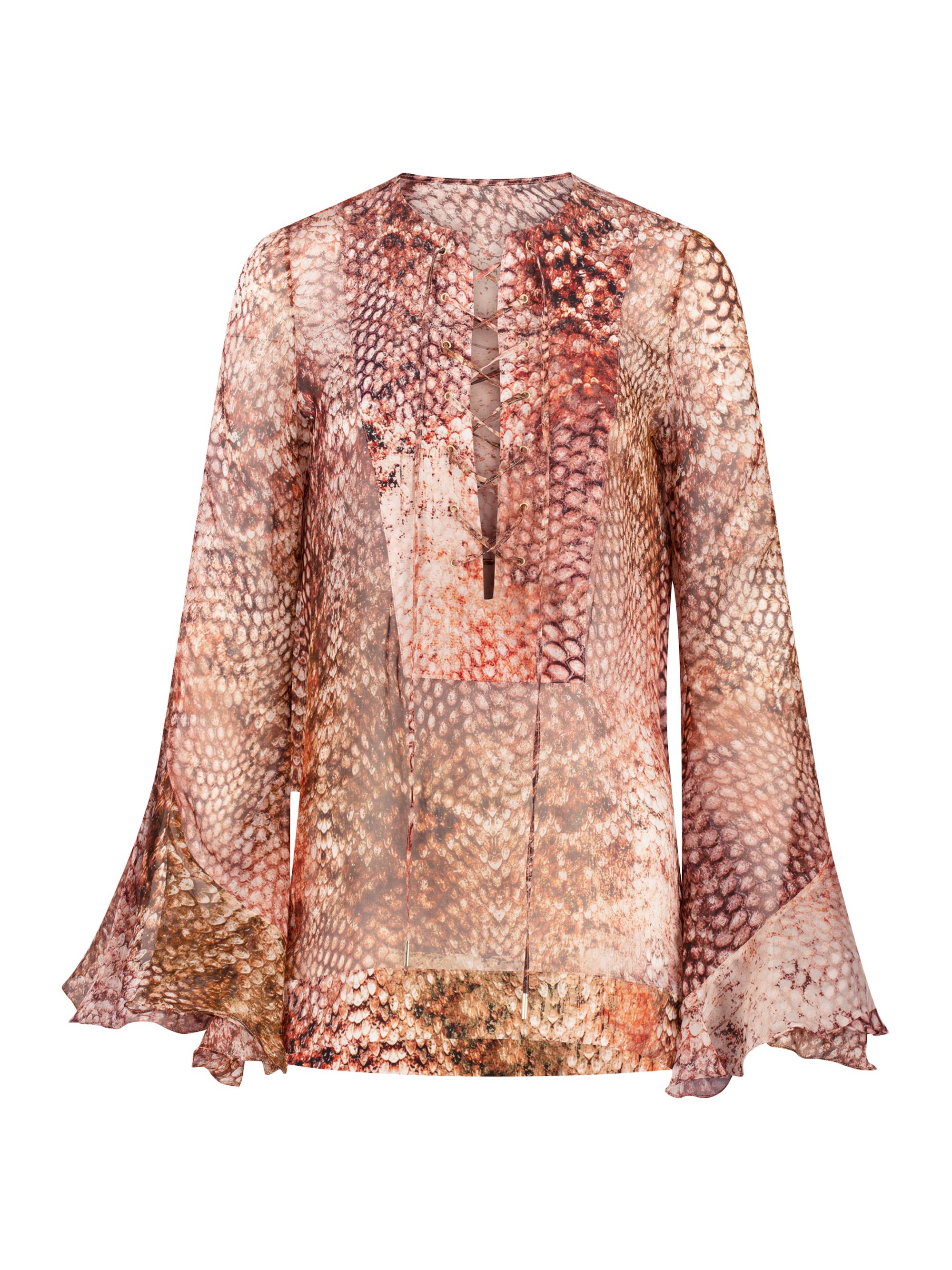 Silvia Tcherassi Women's Thea Snake Silk Blouse - Peach Animal Print