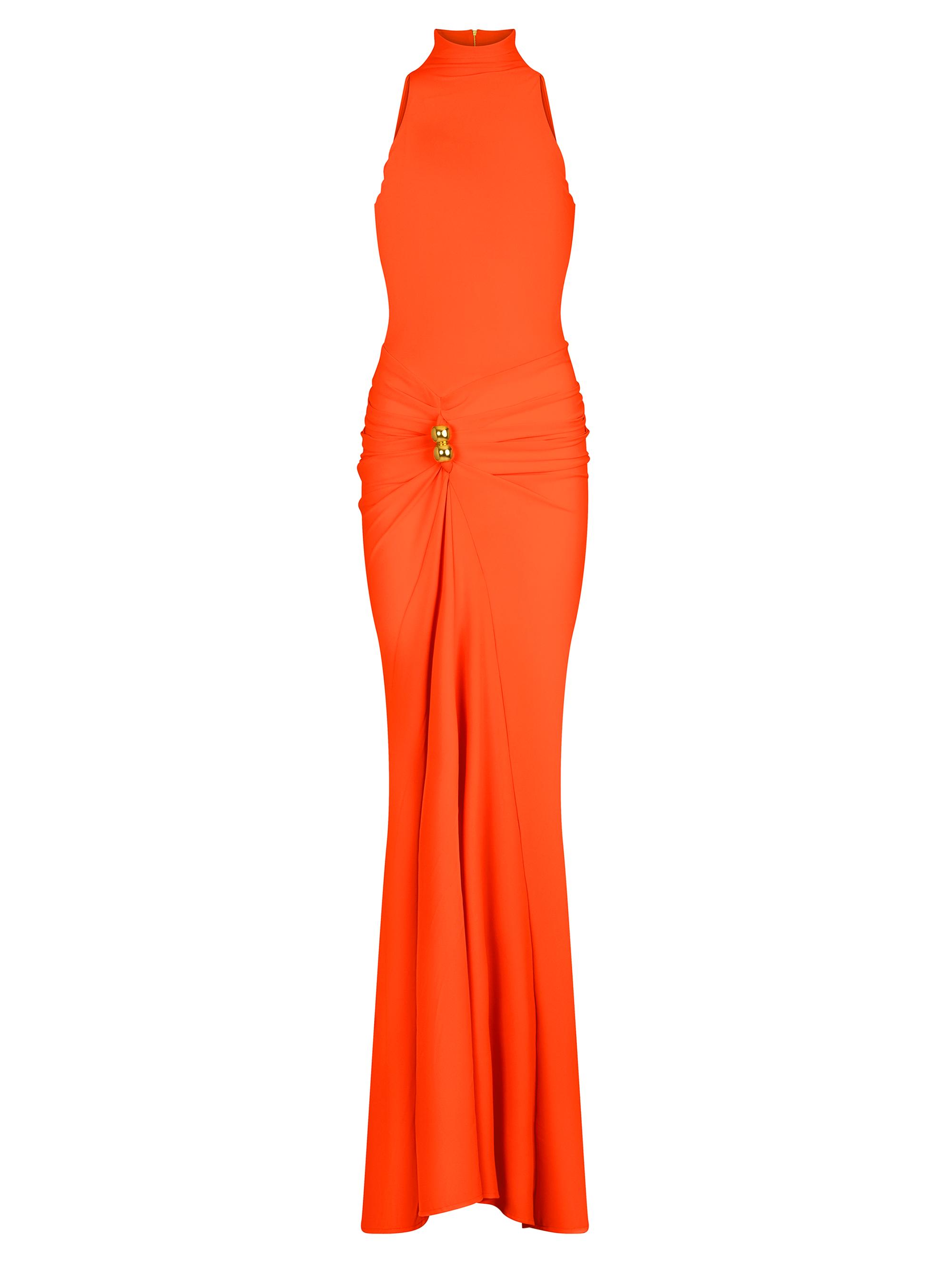 Silvia Tcherassi Women's Frances Gathered Sleeveless Maxi-Dress - Tangerine