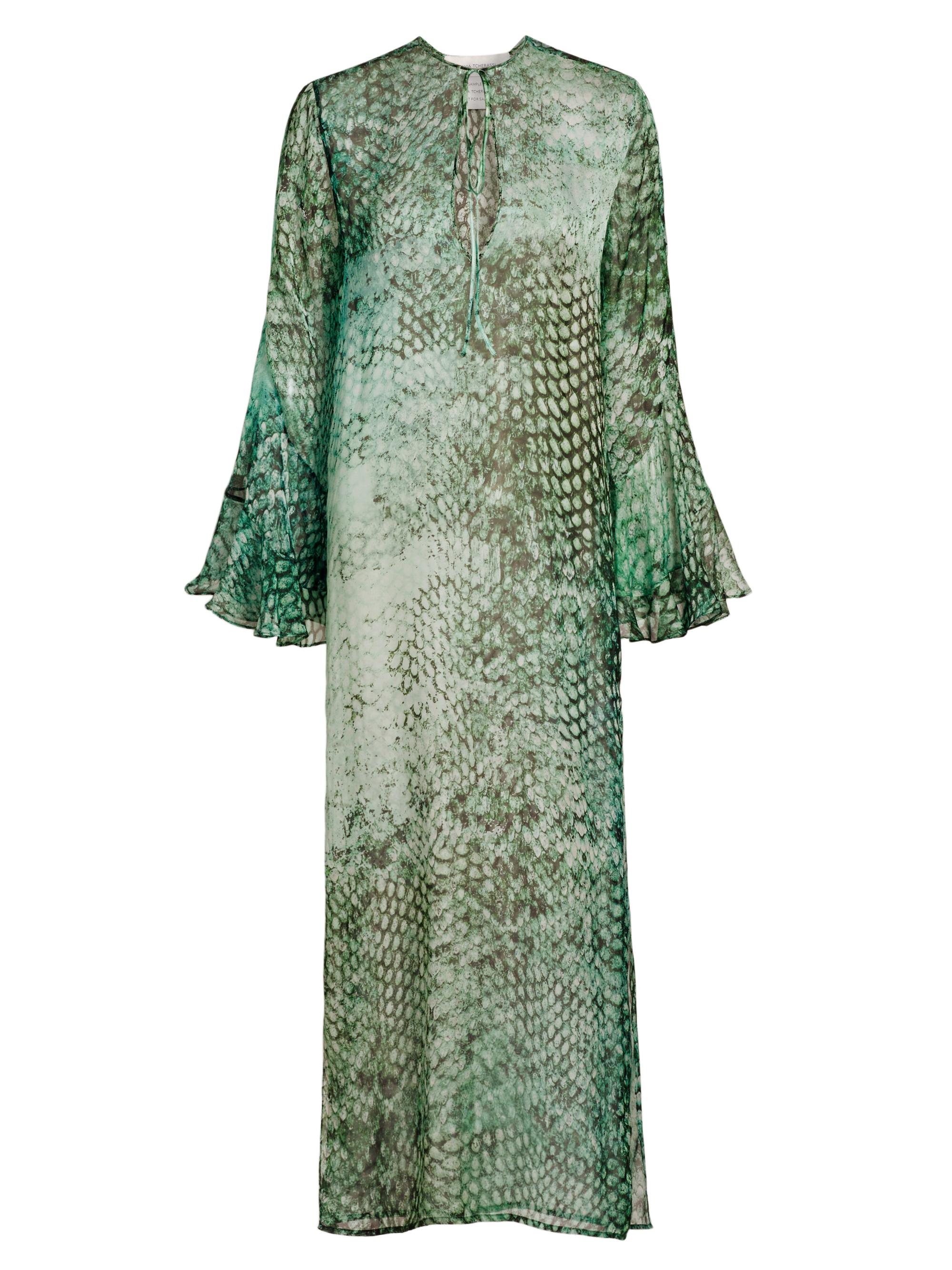 Silvia Tcherassi Women's Aries Silk Kaftan Dress - Emerald Animal Print