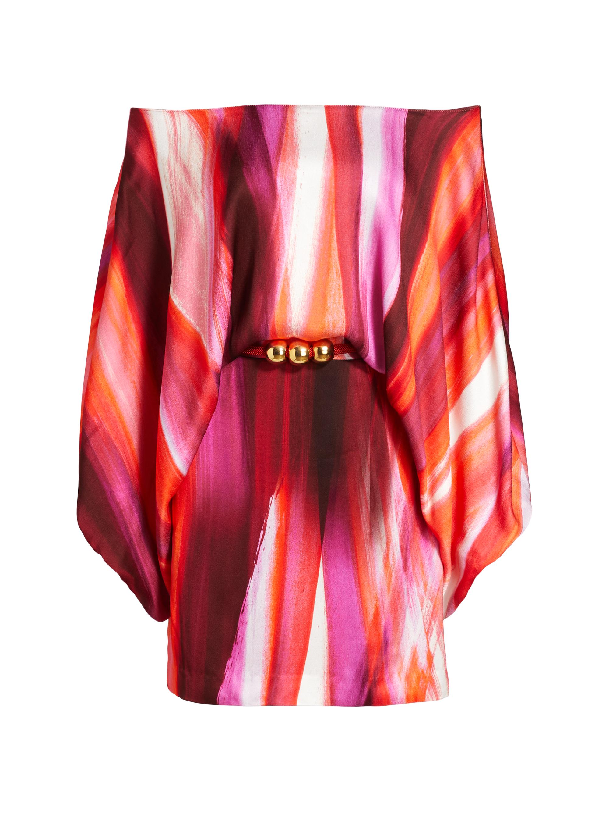 Silvia Tcherassi Women's Manon Painted Off-the-Shoulder Minidress - Magenta Abstract Waves