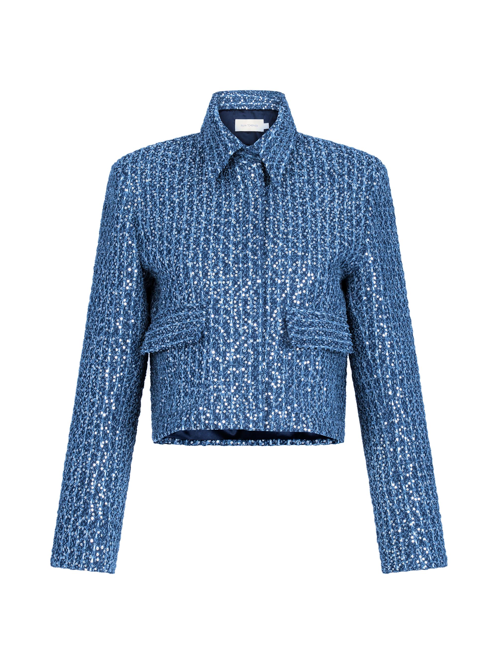 Silvia Tcherassi Women's Perla Sequined Cotton-Blend Jacket - Navy Sequins