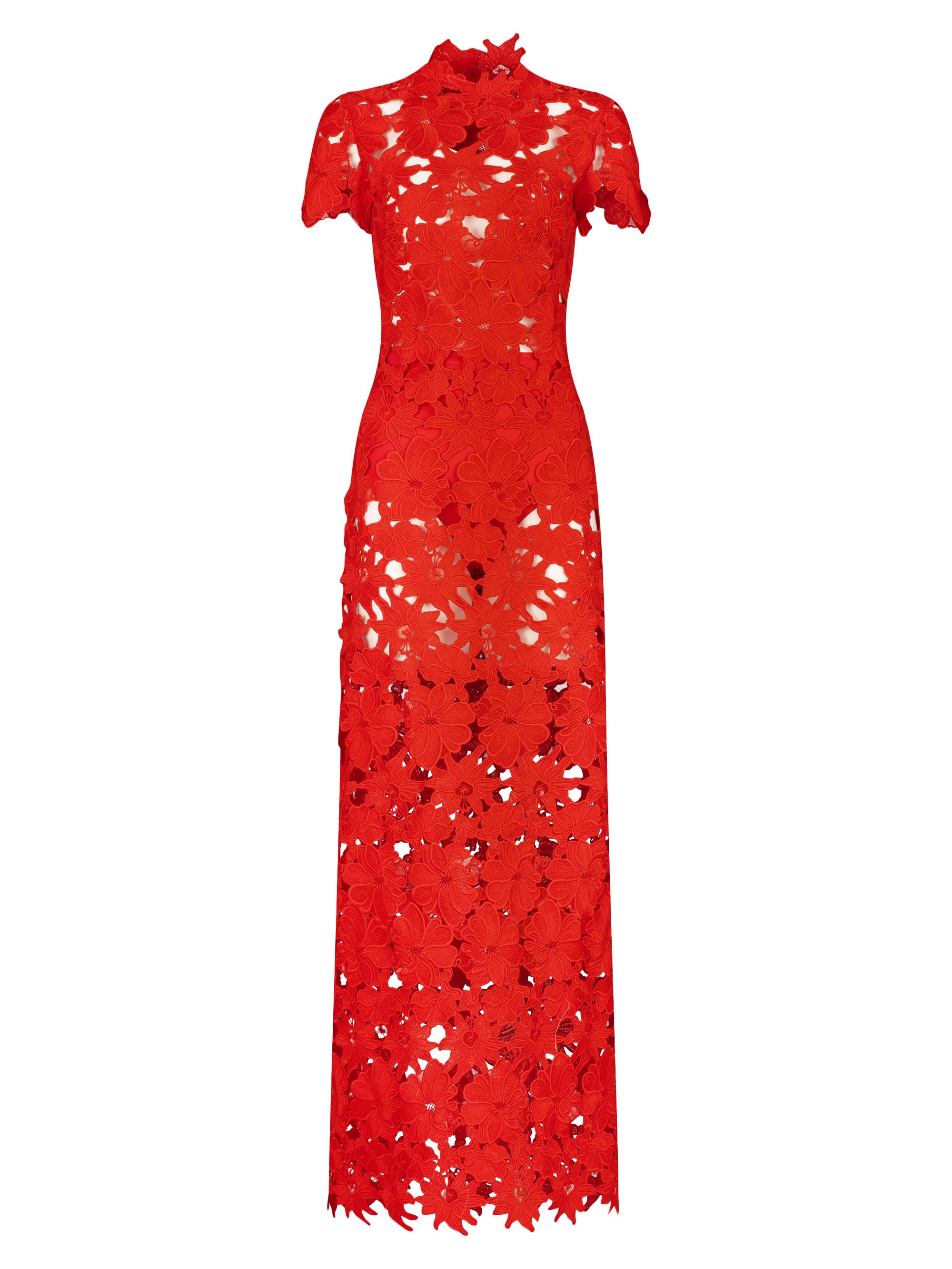 Silvia Tcherassi Women's Taiana Embroidered Floral Maxi-Dress - Rouge