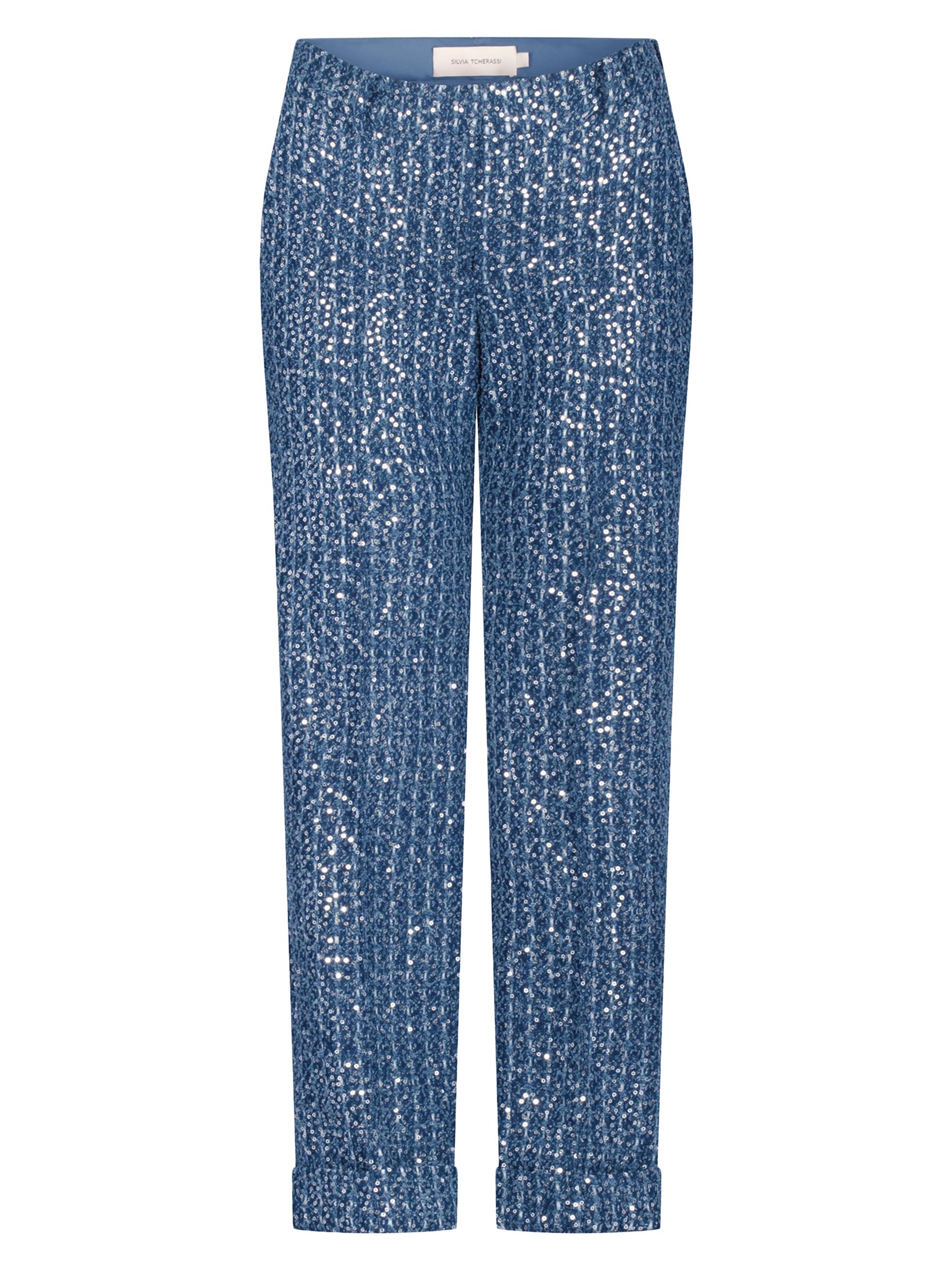Silvia Tcherassi Women's Garmet Sequined Crop Pants - Navy Sequins