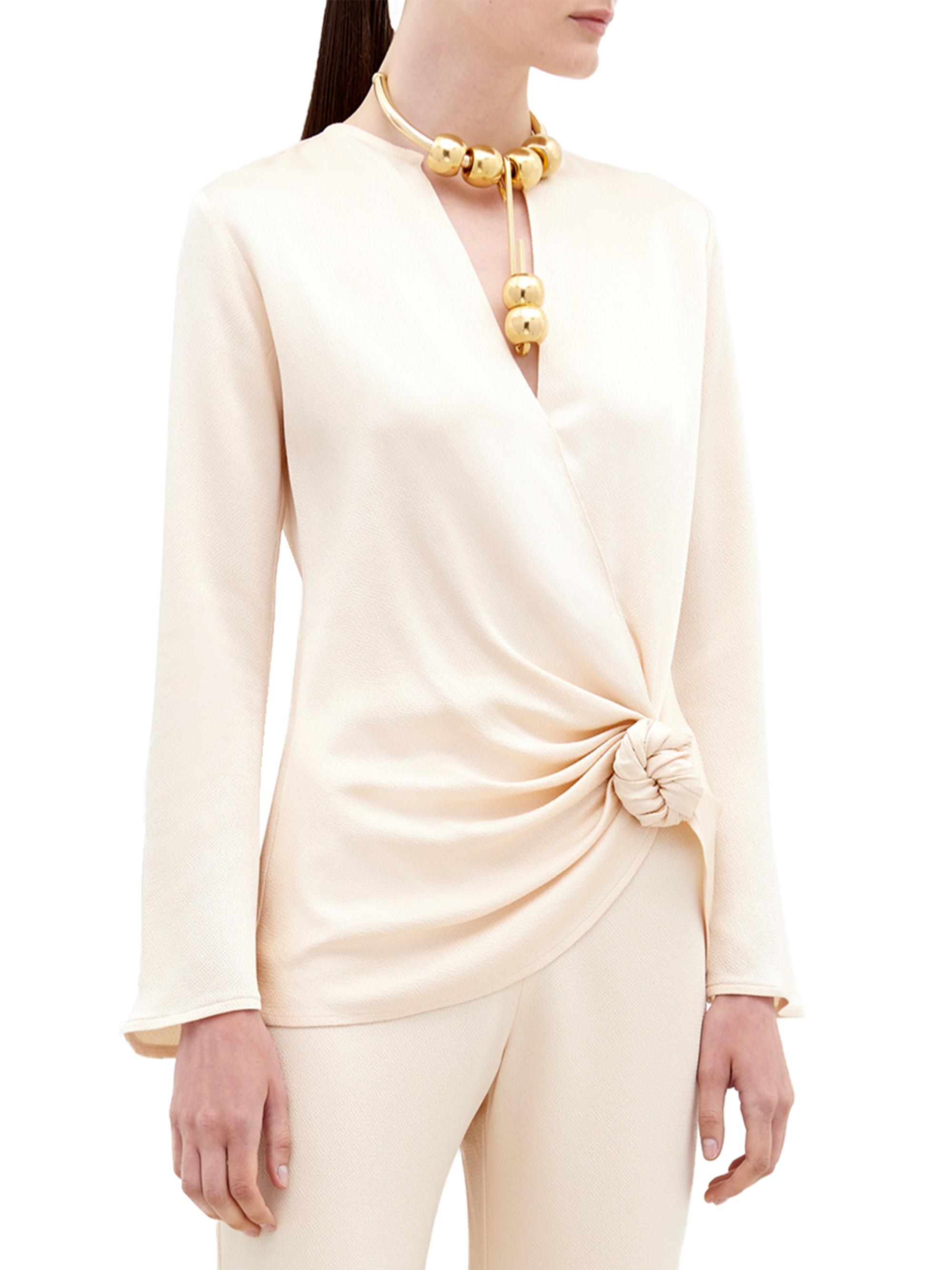 Silvia Tcherassi Tayra Knot Surplice-Neck Blouse | Saks Fifth Avenue