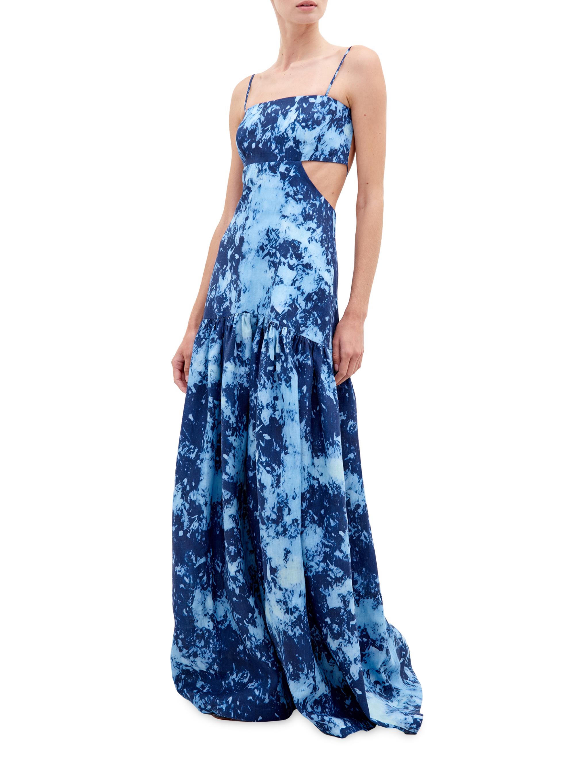 Silvia Tcherassi Shannon Abstract Linen Sleeveless Maxi Dress