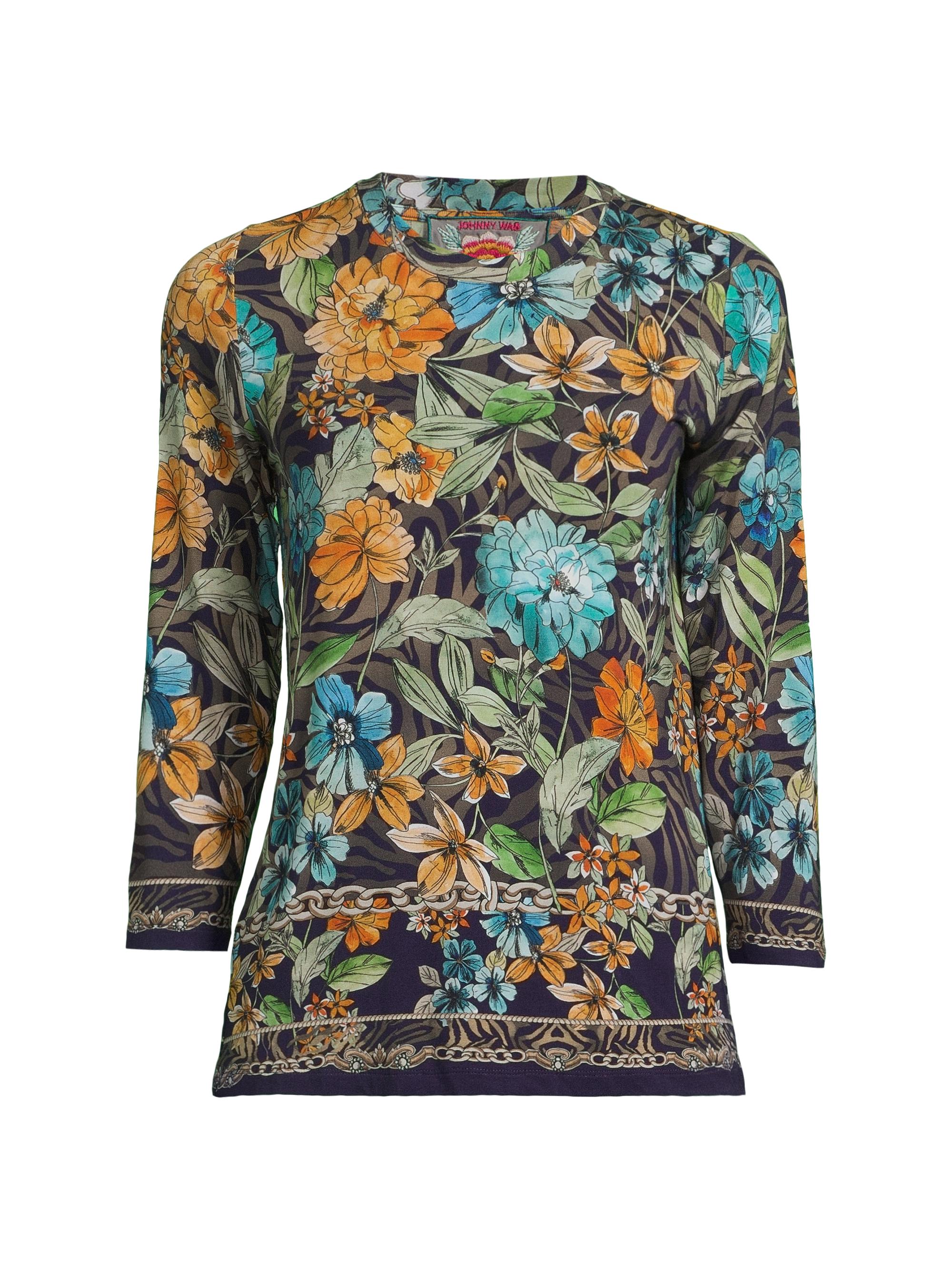 Johnny Was Women's The Janie Floral Crewneck Top - Lona Scarf Print