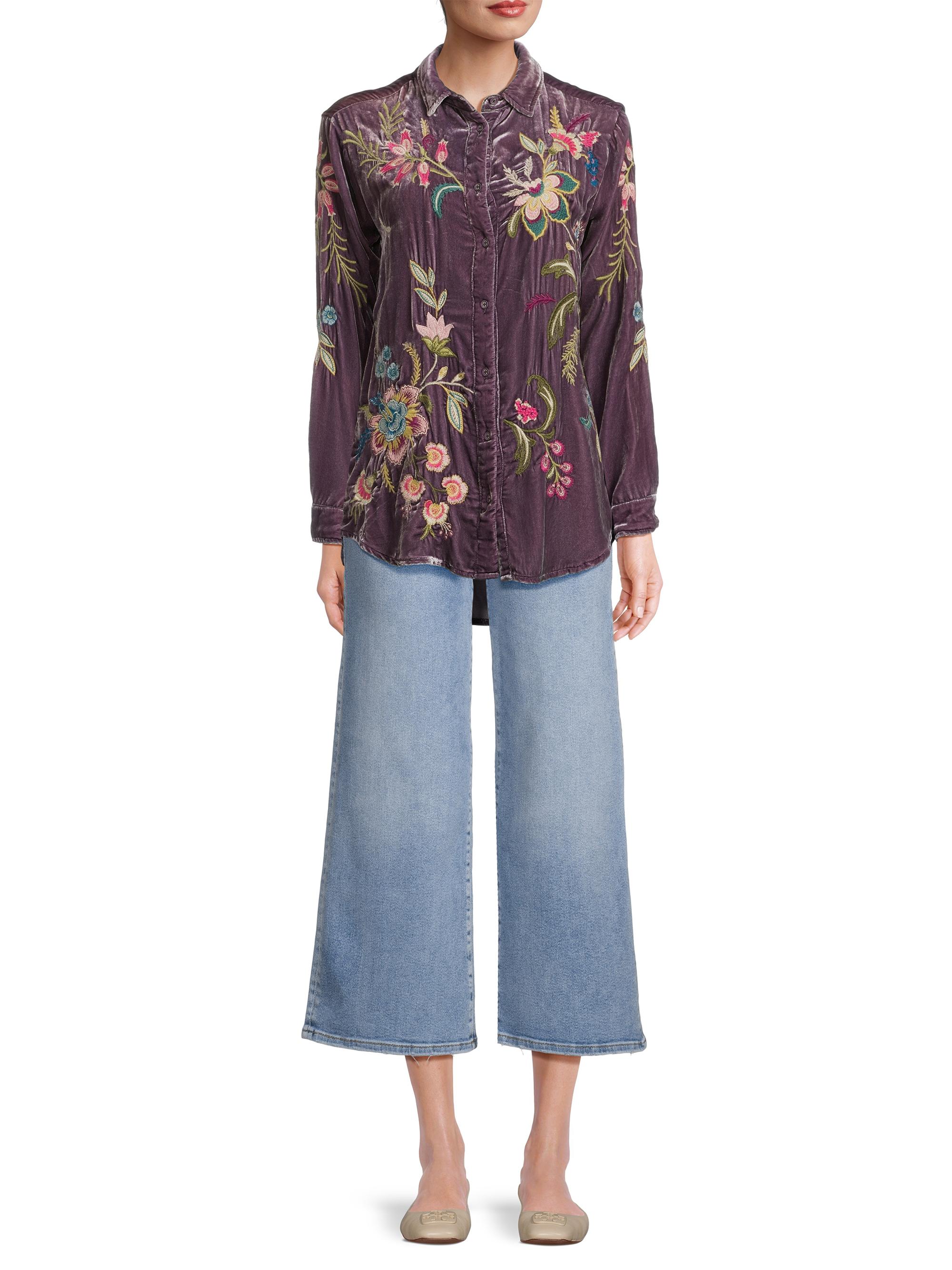 Julianna Velvet Oversized Shirt in Peacock main image 1