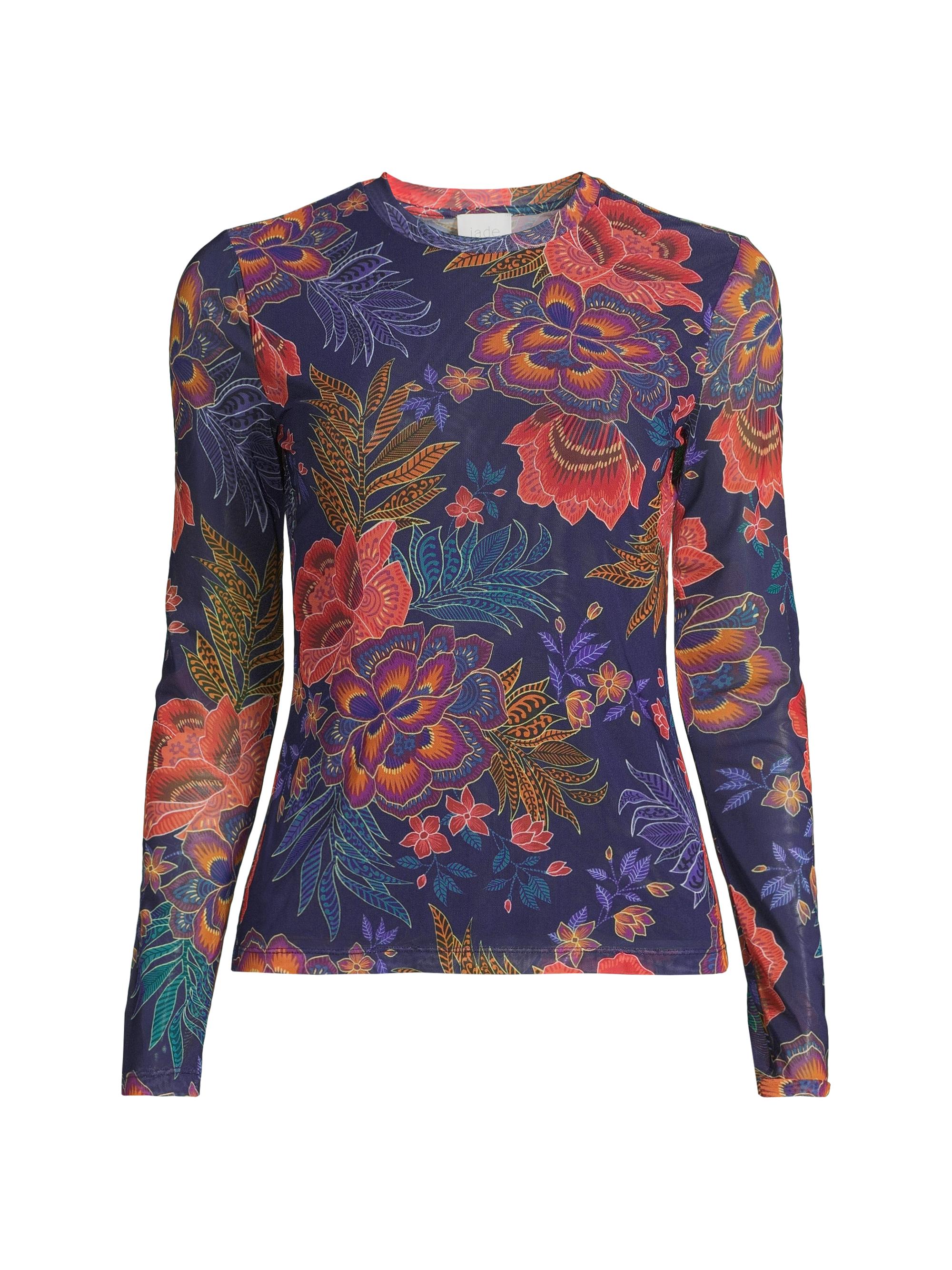 Johnny Was Women's Natalie Floral Mesh Top - Ettas Garden