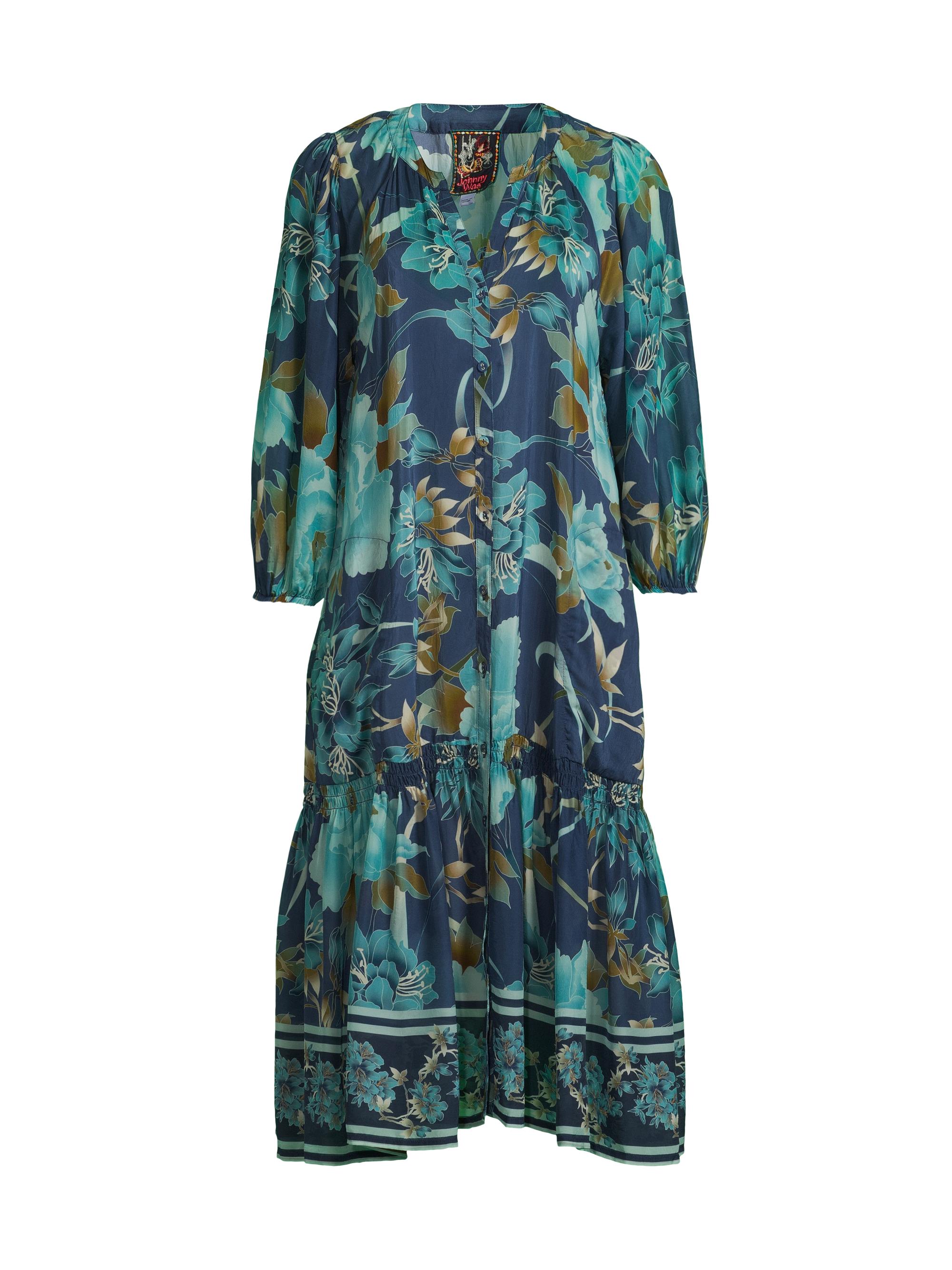 Johnny Was Women's Yoka Floral Midi-Dress - Peonee Blue
