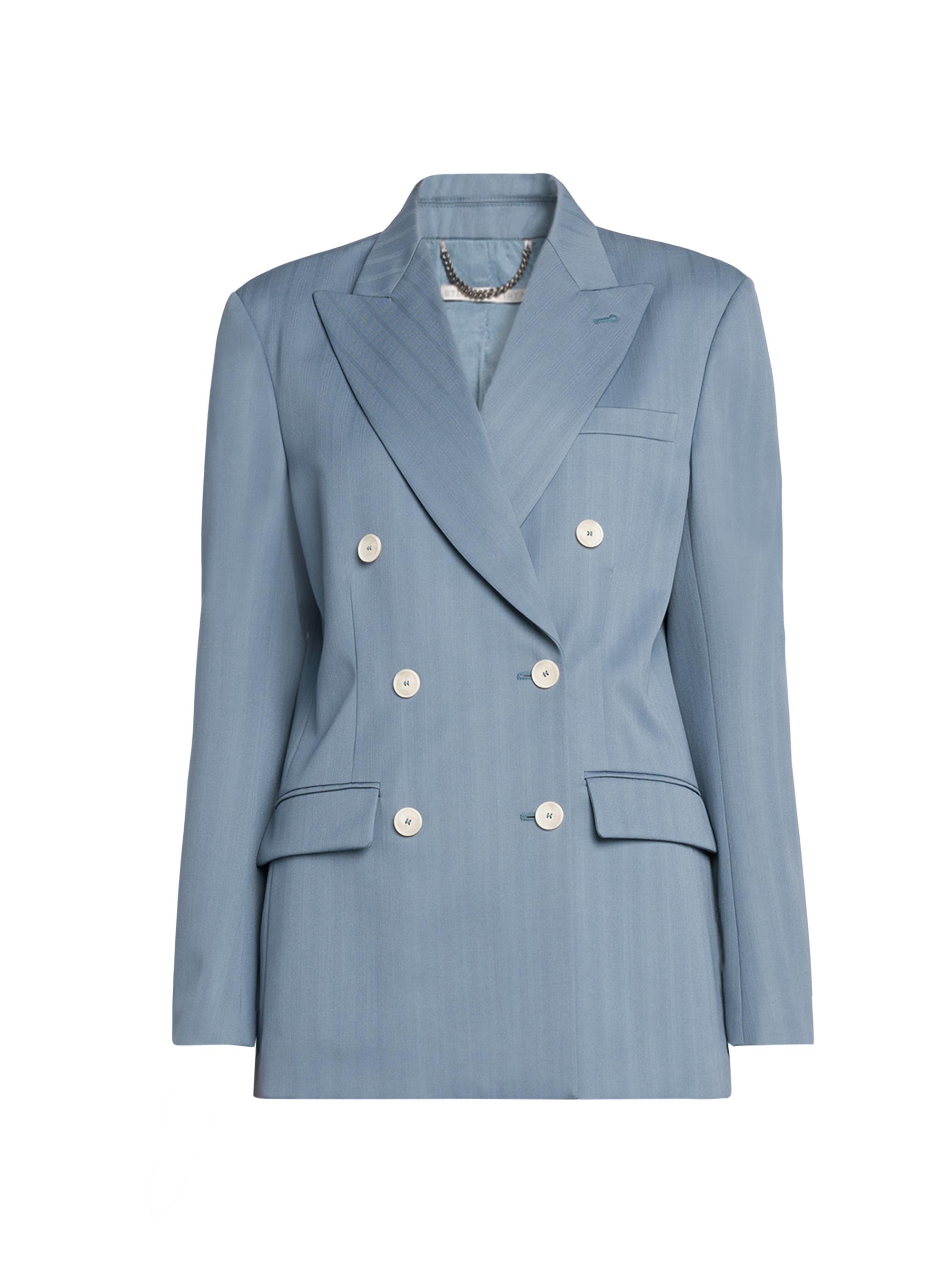Stella McCartney Women's Striped Double-Breasted Jacket - Foggy Blue