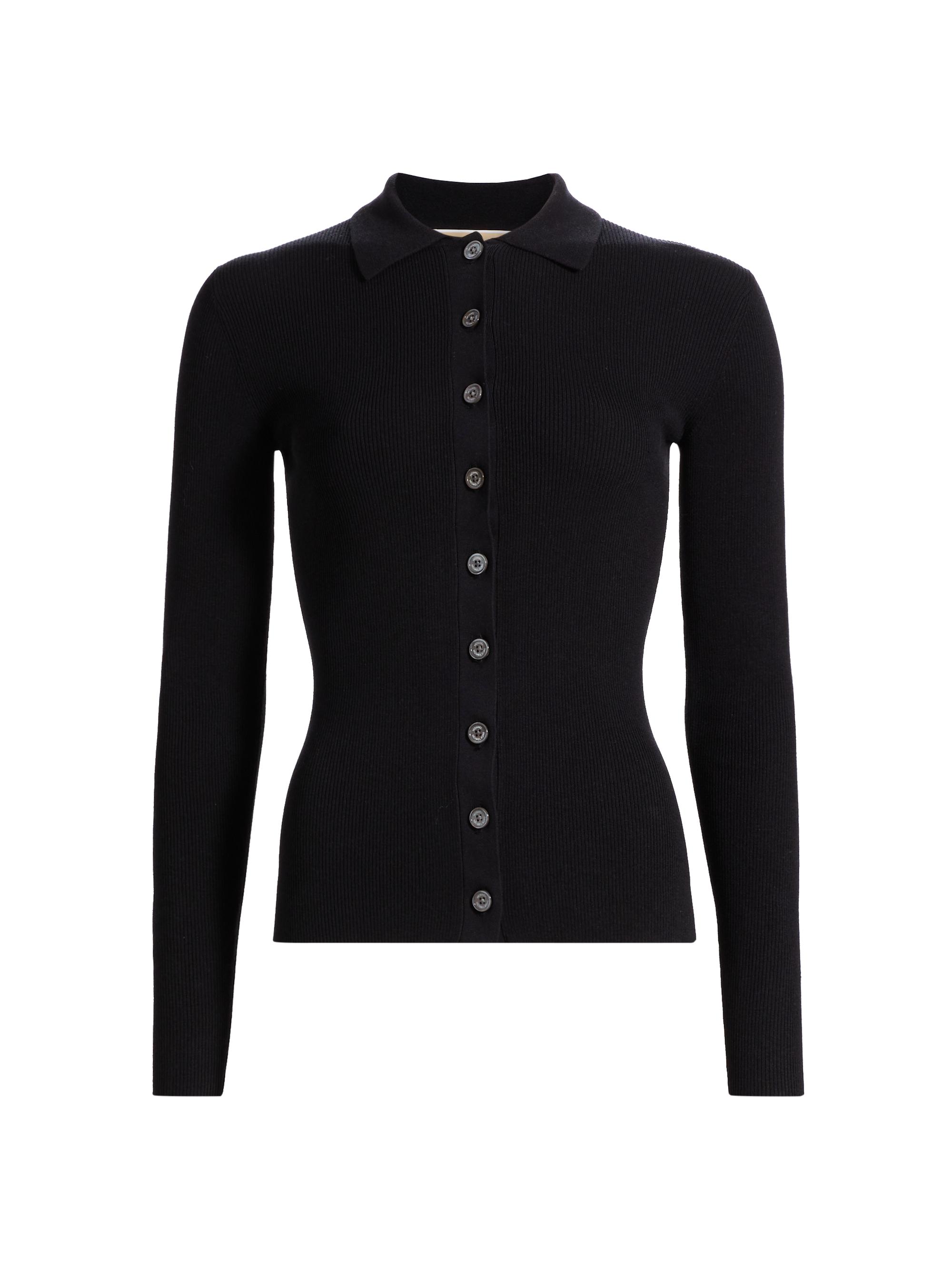 Nili Lotan Alivia Rib-Knit Polo Cardigan | Saks Fifth Avenue