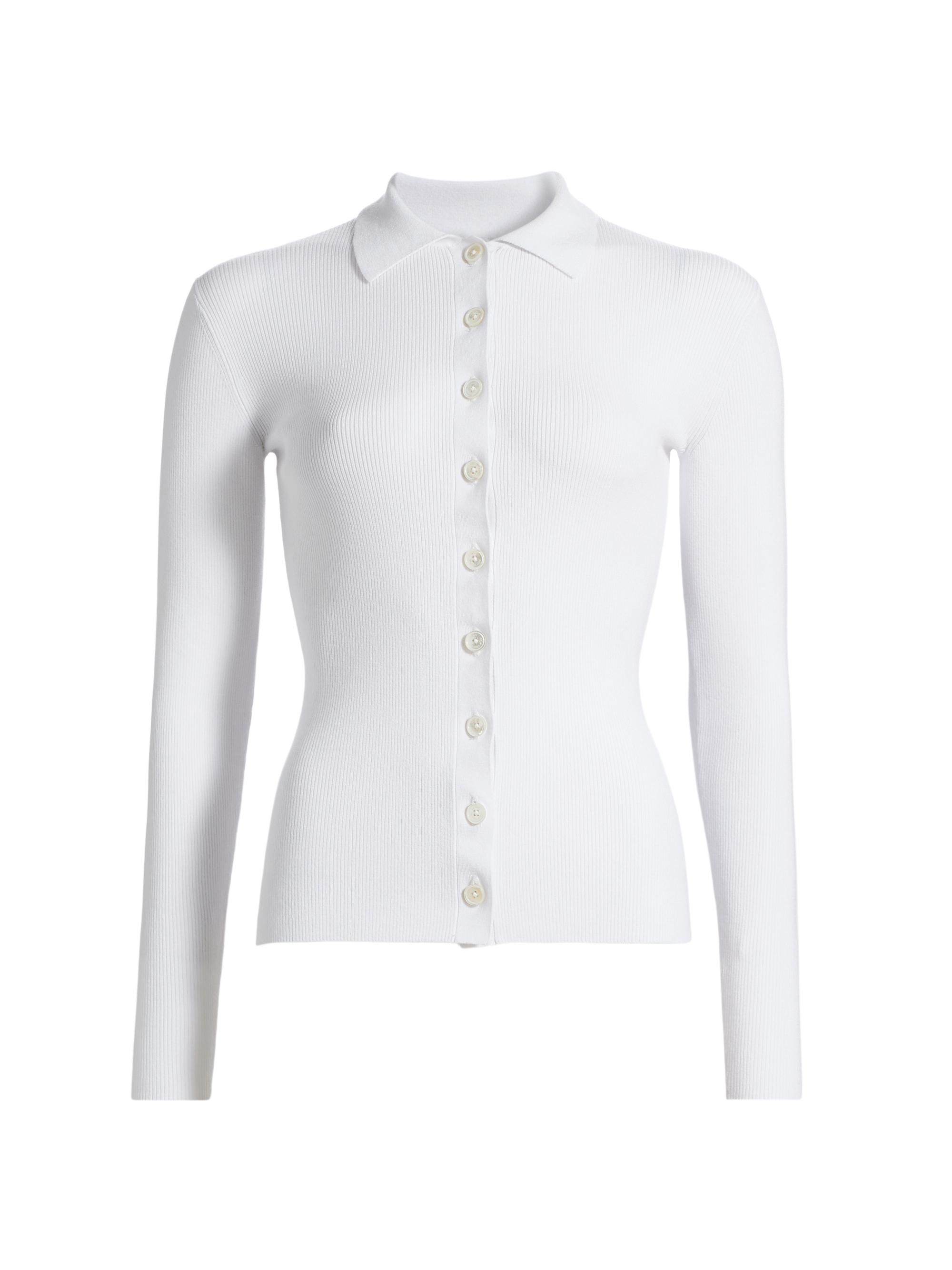 MICHAEL Michael Kors Women's Rib-Knit Button-Front Cardigan - Optic White