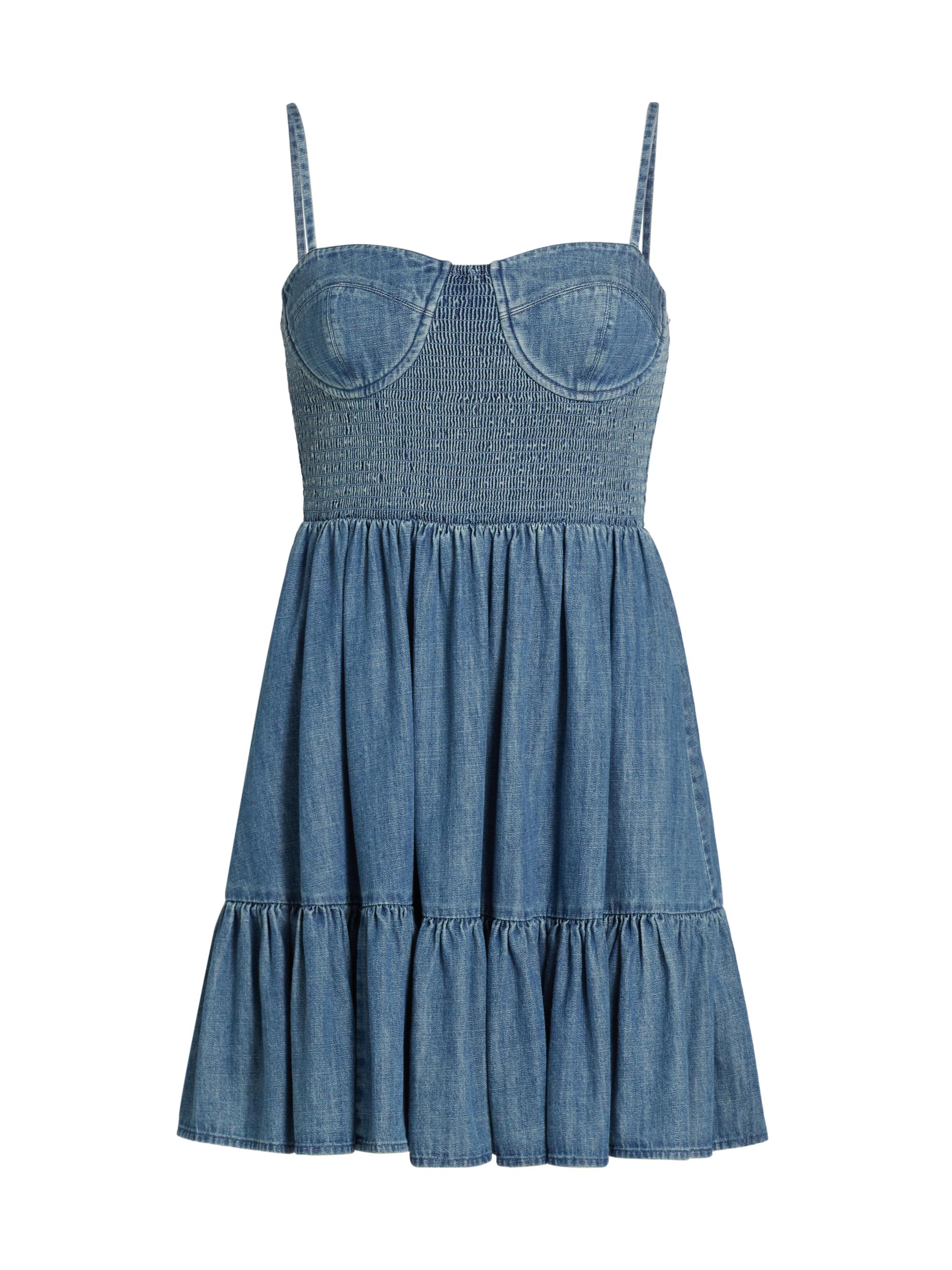 MICHAEL Michael Kors Women's Smocked Denim Bustier Minidress - Union Wash