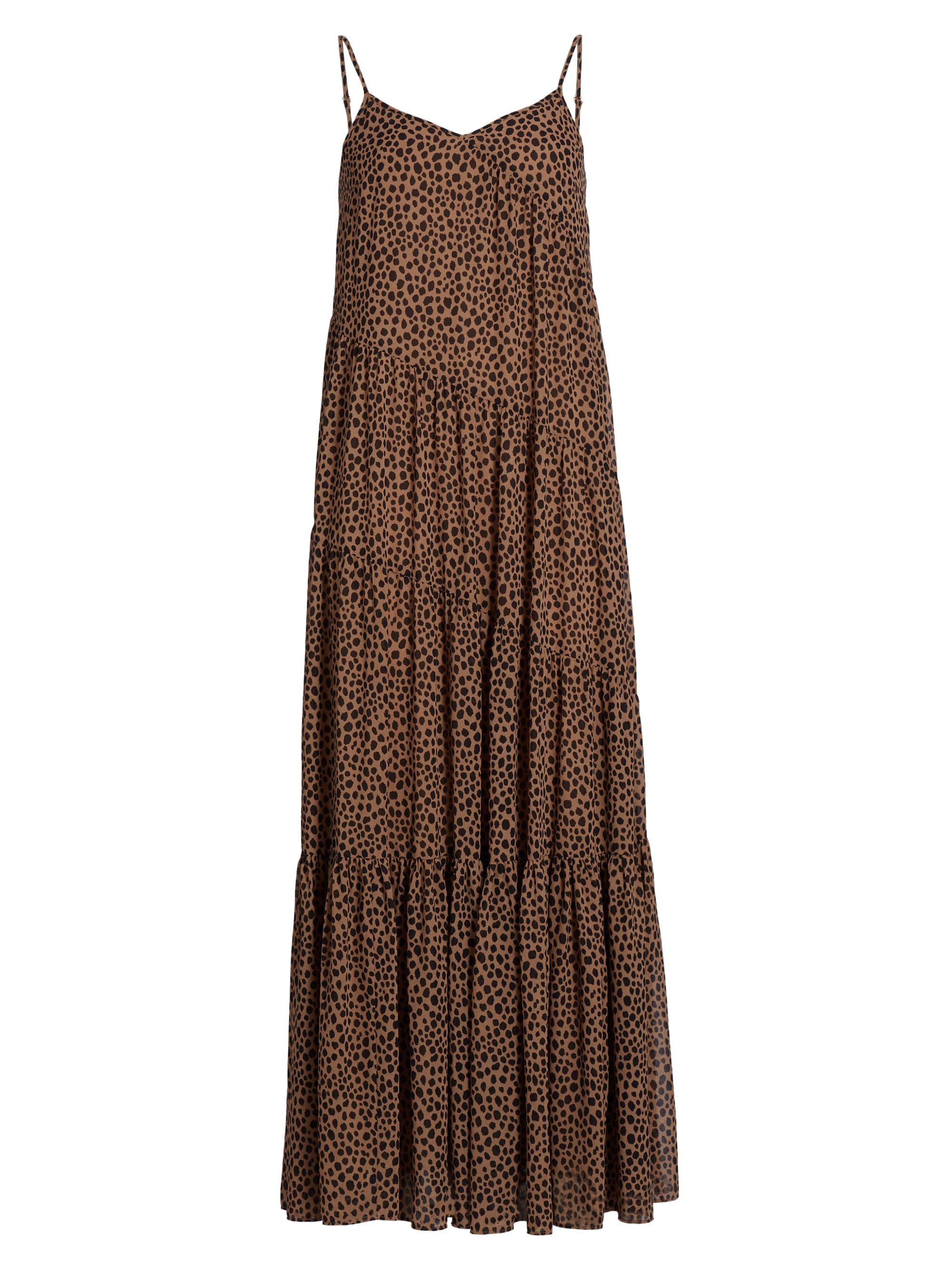 MICHAEL Michael Kors Women's Cheetah Tiered Sleeveless Maxi Dress - Cafe