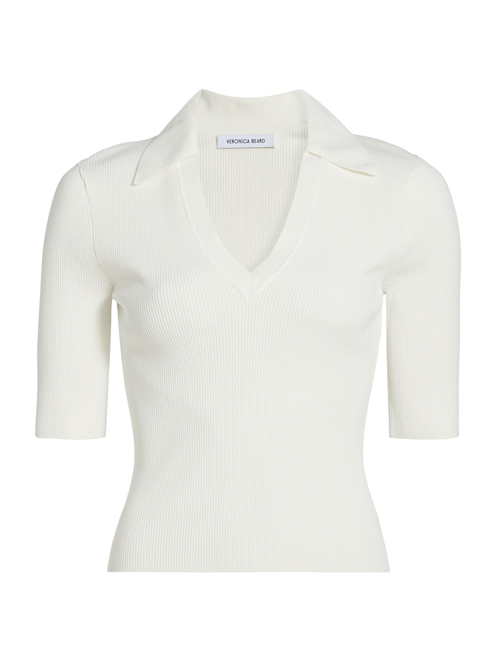 Veronica Beard Women's Emily Ribbed Viscose Polo - Off White