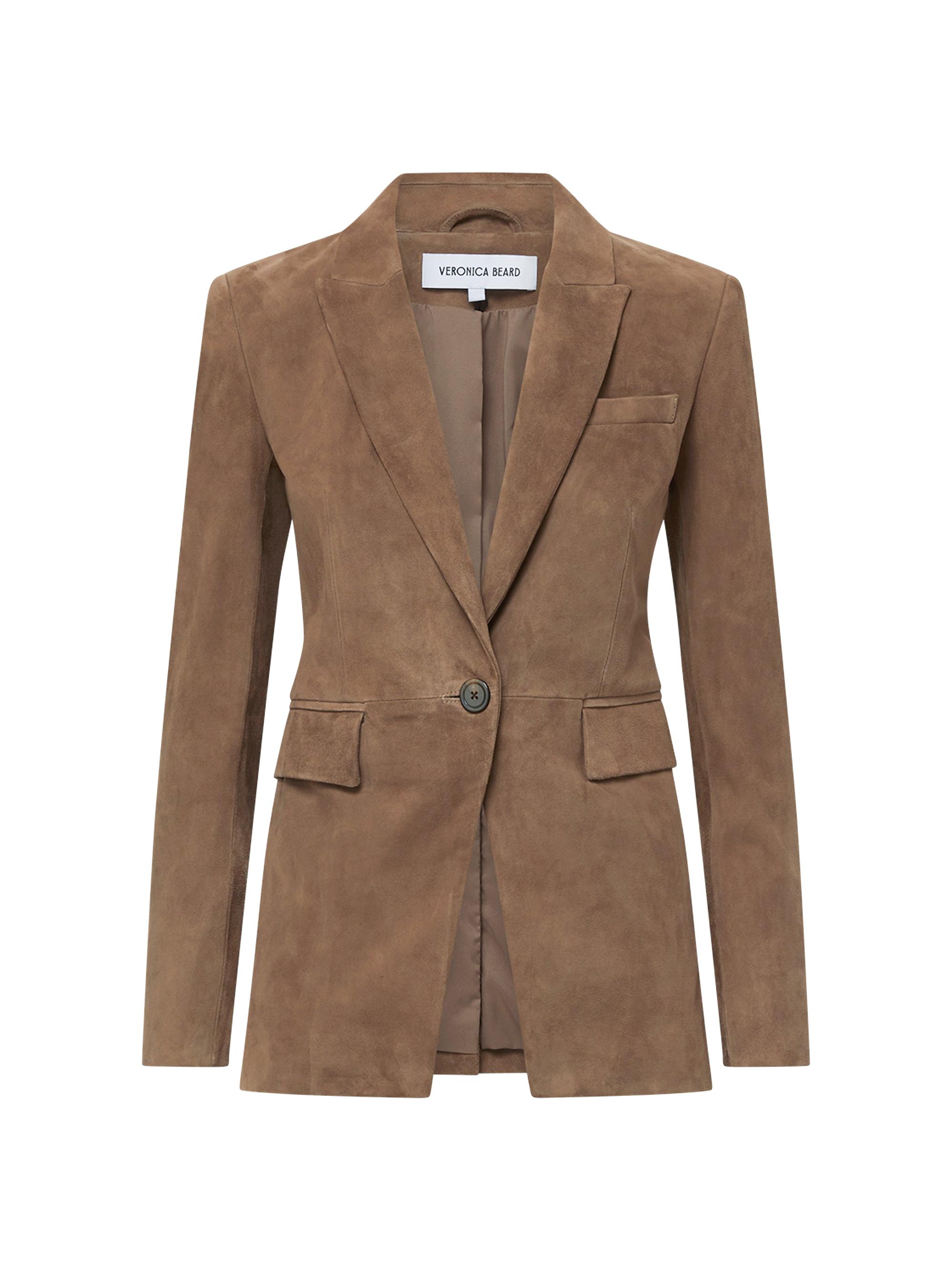 Veronica Beard Women's Duane Suede Dickey Jacket - Bark