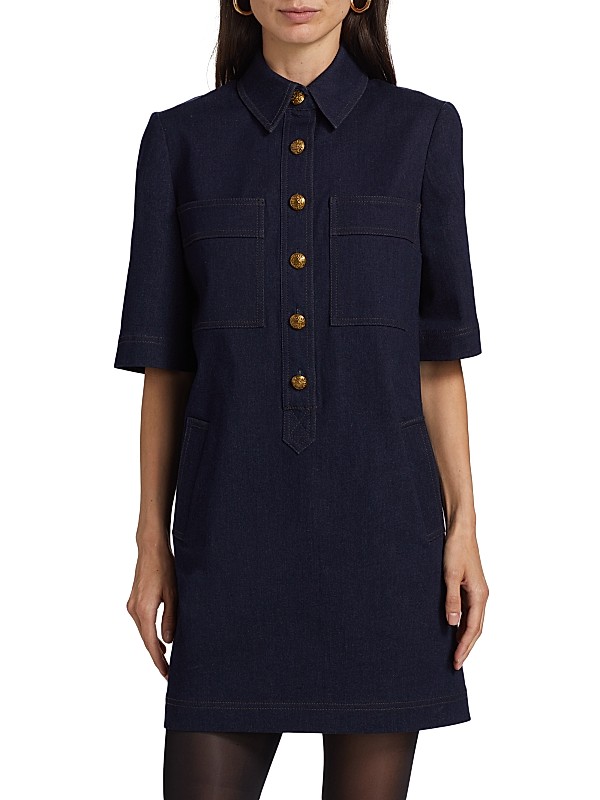 Shop Veronica Beard Koulis Stretch-Denim Minidress | Saks Shop Veronica Beard Koulis Stretch-Denim Minidress | Saks