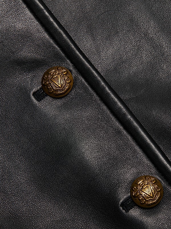 Shop Veronica Beard Andrea Leather Cropped Button-Front Shop Veronica Beard Andrea Leather Cropped Button-Front
