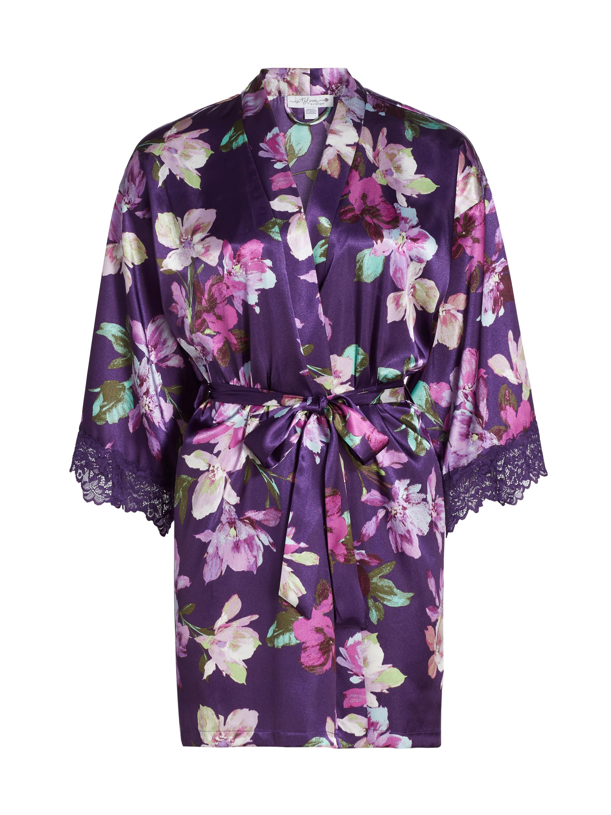 In Bloom Women's Giovanna Satin & Lace Robe - Deep Purple