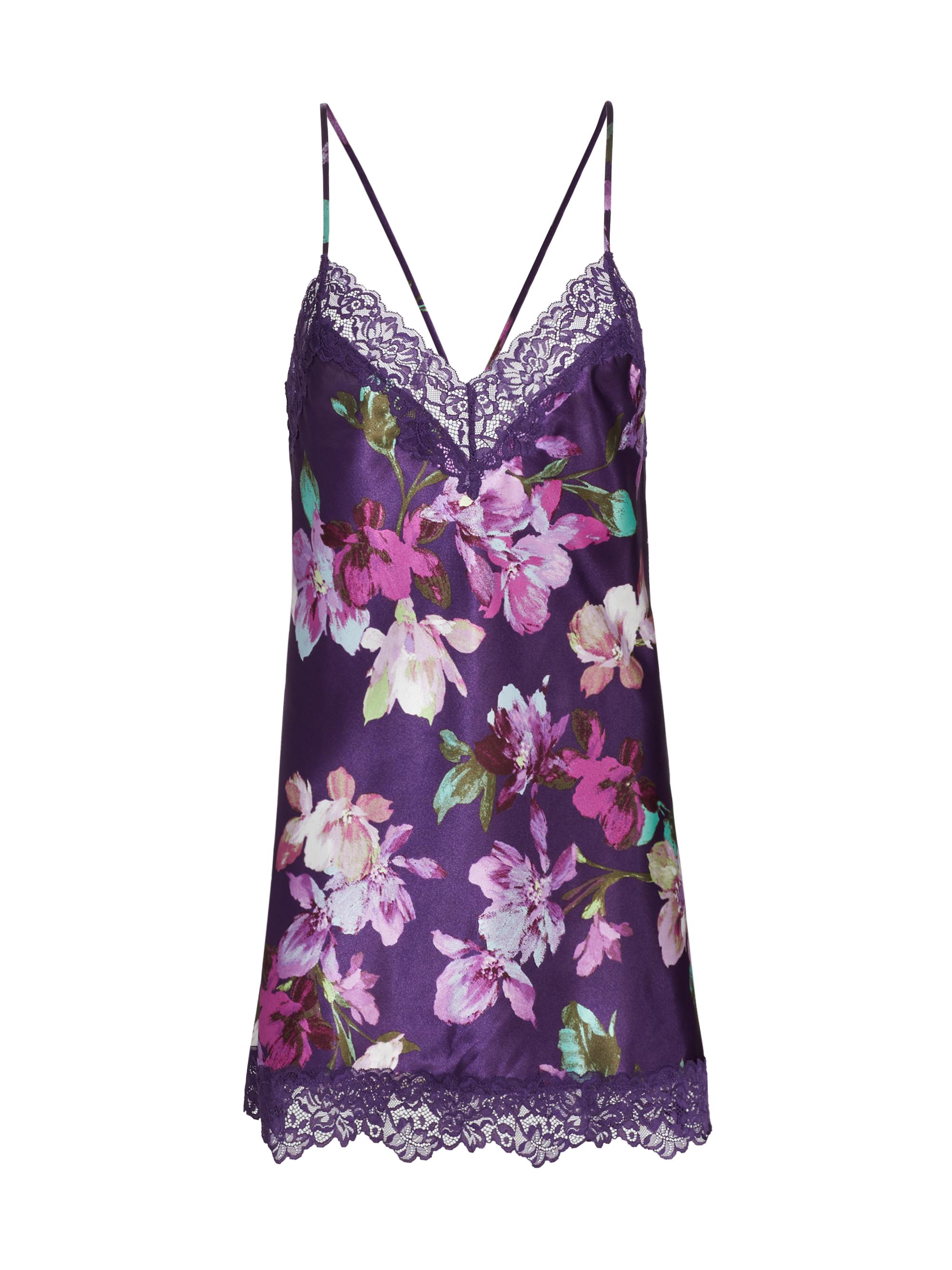 In Bloom Women's Giovanna Satin & Lace Chemise - Deep Purple