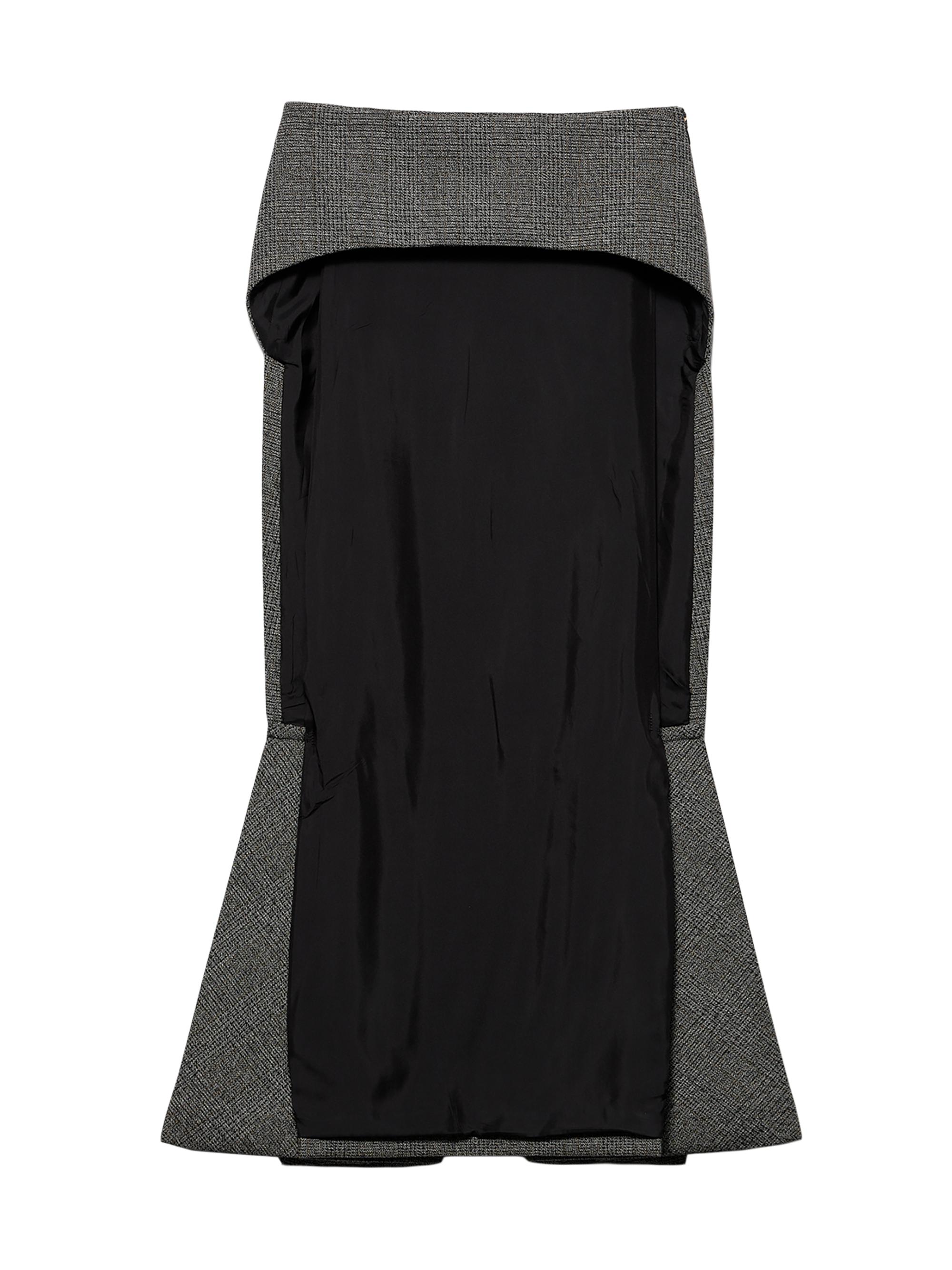 Prada Women's Prince of Wales Checked Mouliné Wool Midi-Skirt - Grey