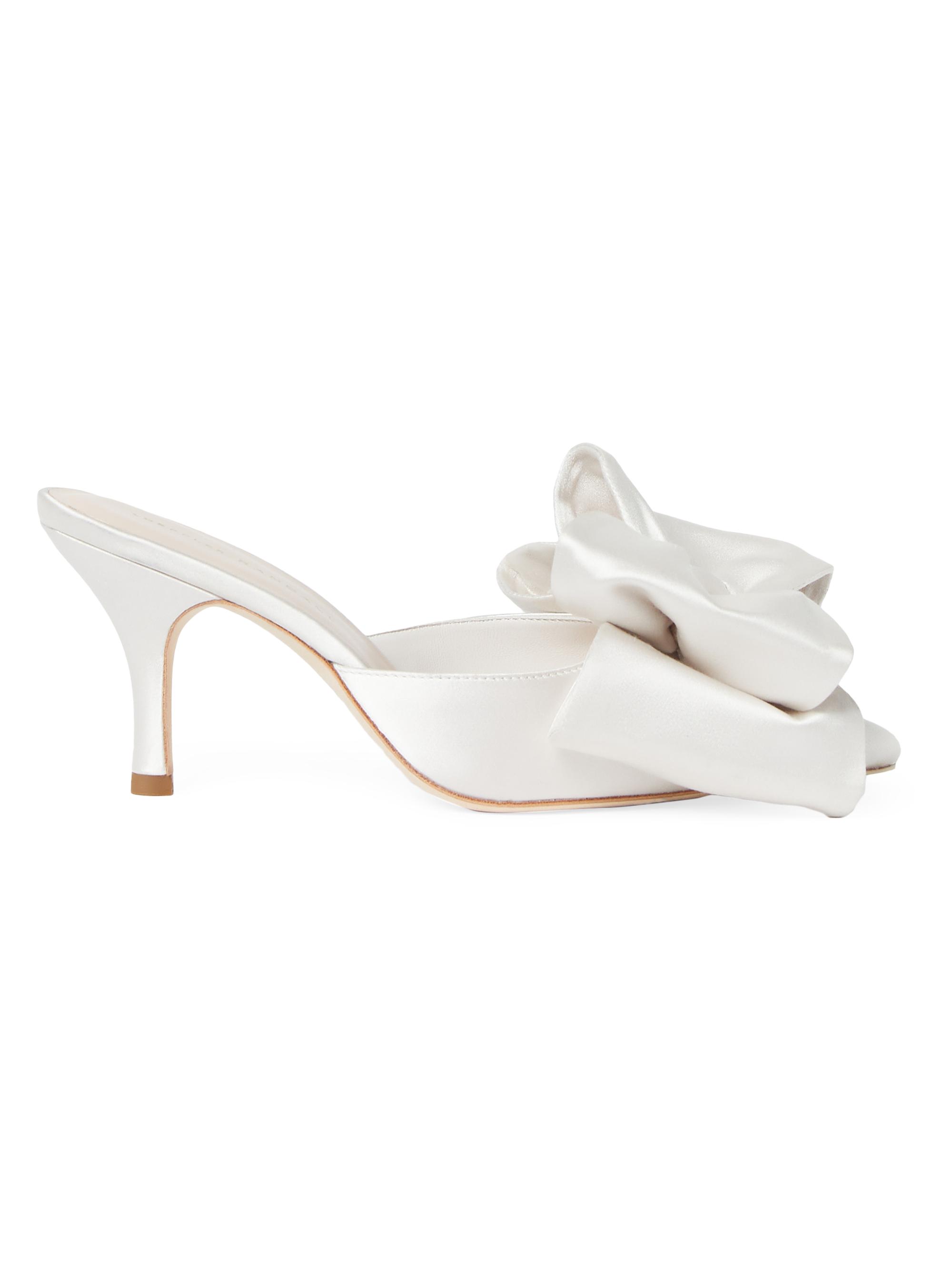 Loeffler Randall Women's Margot 80MM Bow-Detailed Satin Mules - Cream