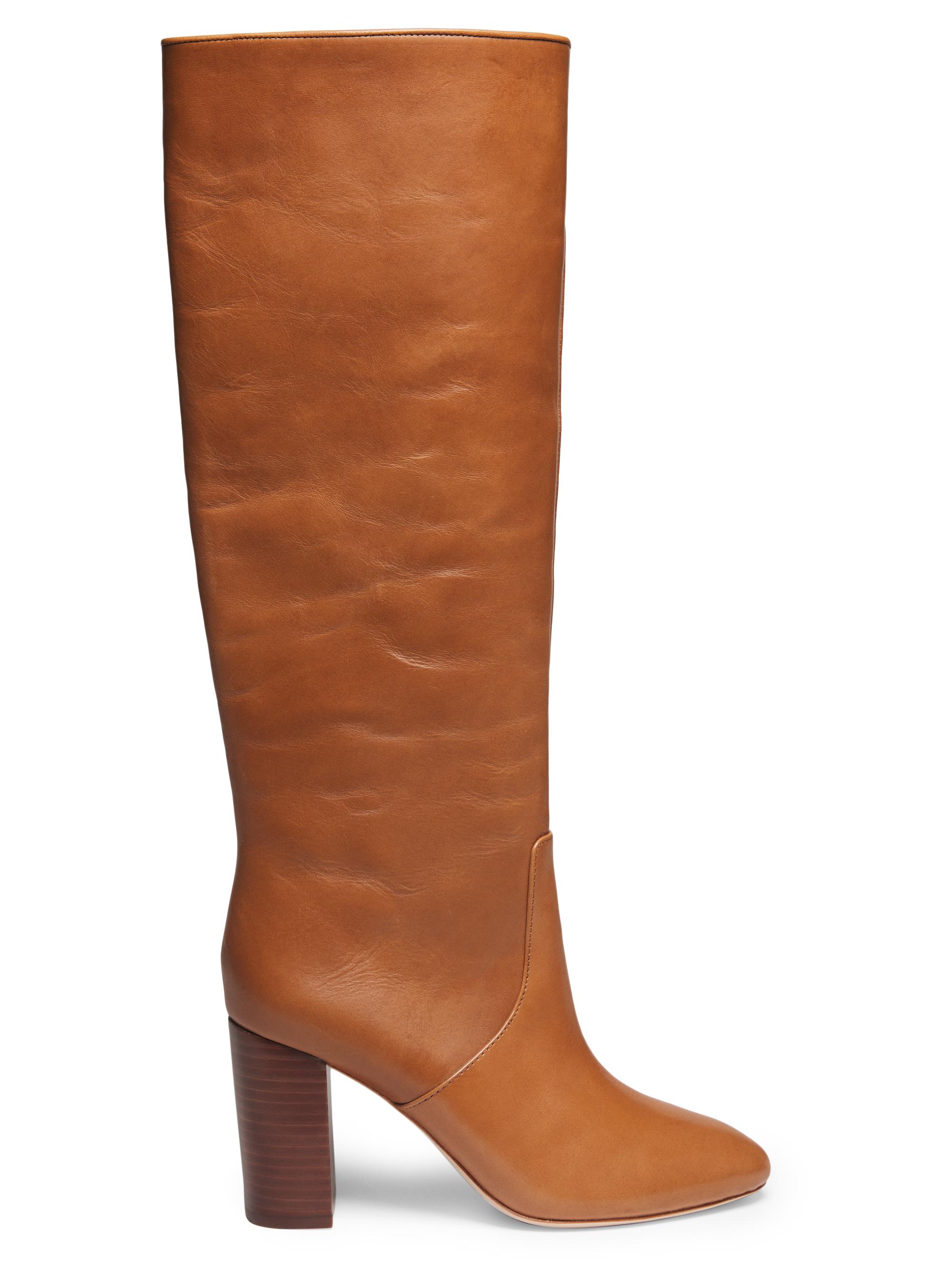 Loeffler Randall Women's Goldy 90MM Leather Tall Boots - Safari