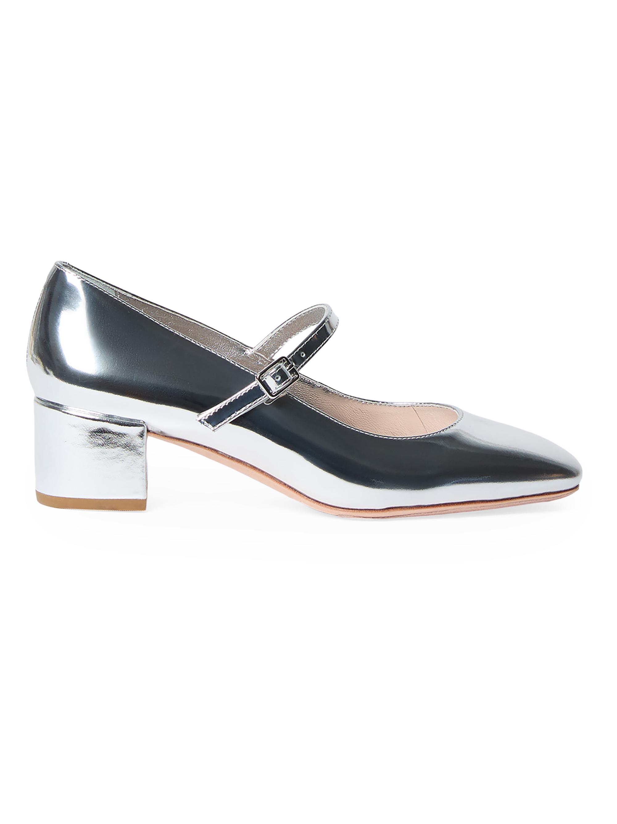 Loeffler Randall Women's Lyra 50MM Metallic Leather Mary Jane Pumps - Silver