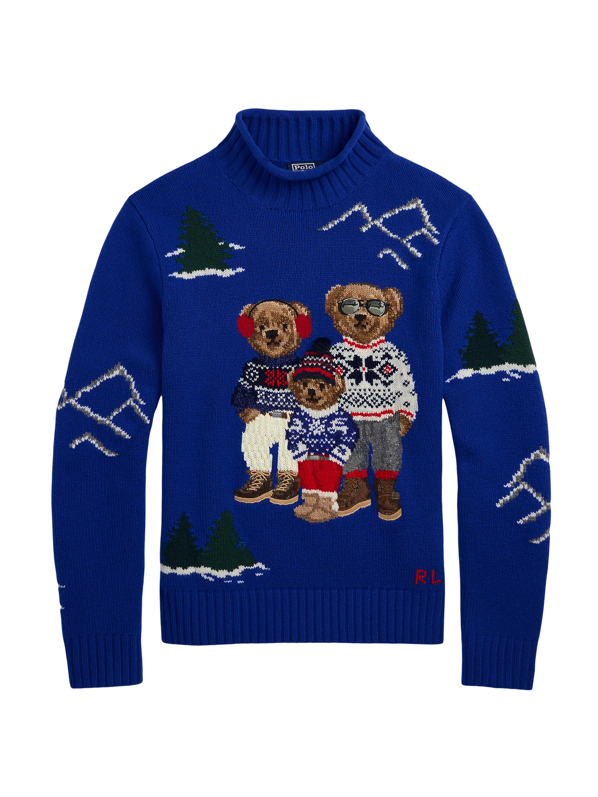 Polo Ralph Lauren Men's Polo Bear Family Wool Sweater - Heritage Royal