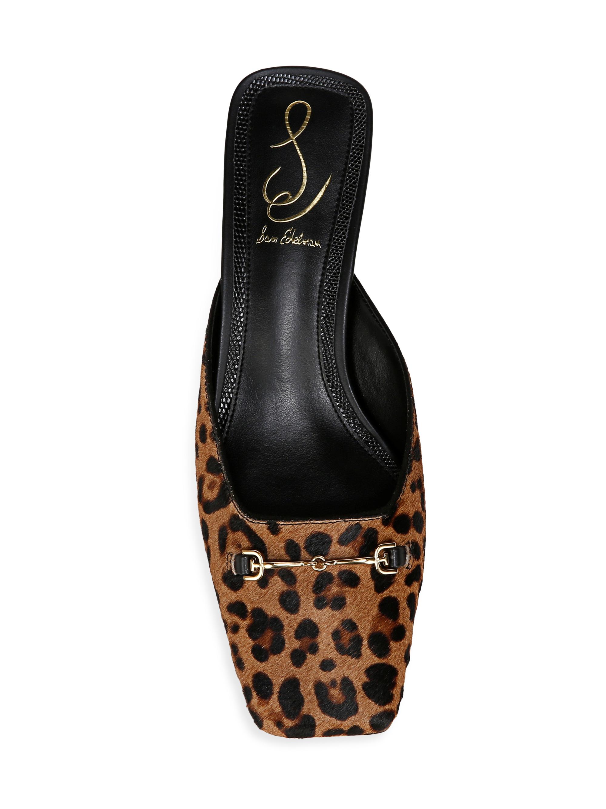 Sam Edelman Ollie Leopard Calf Hair Mules | Saks Fifth Avenue