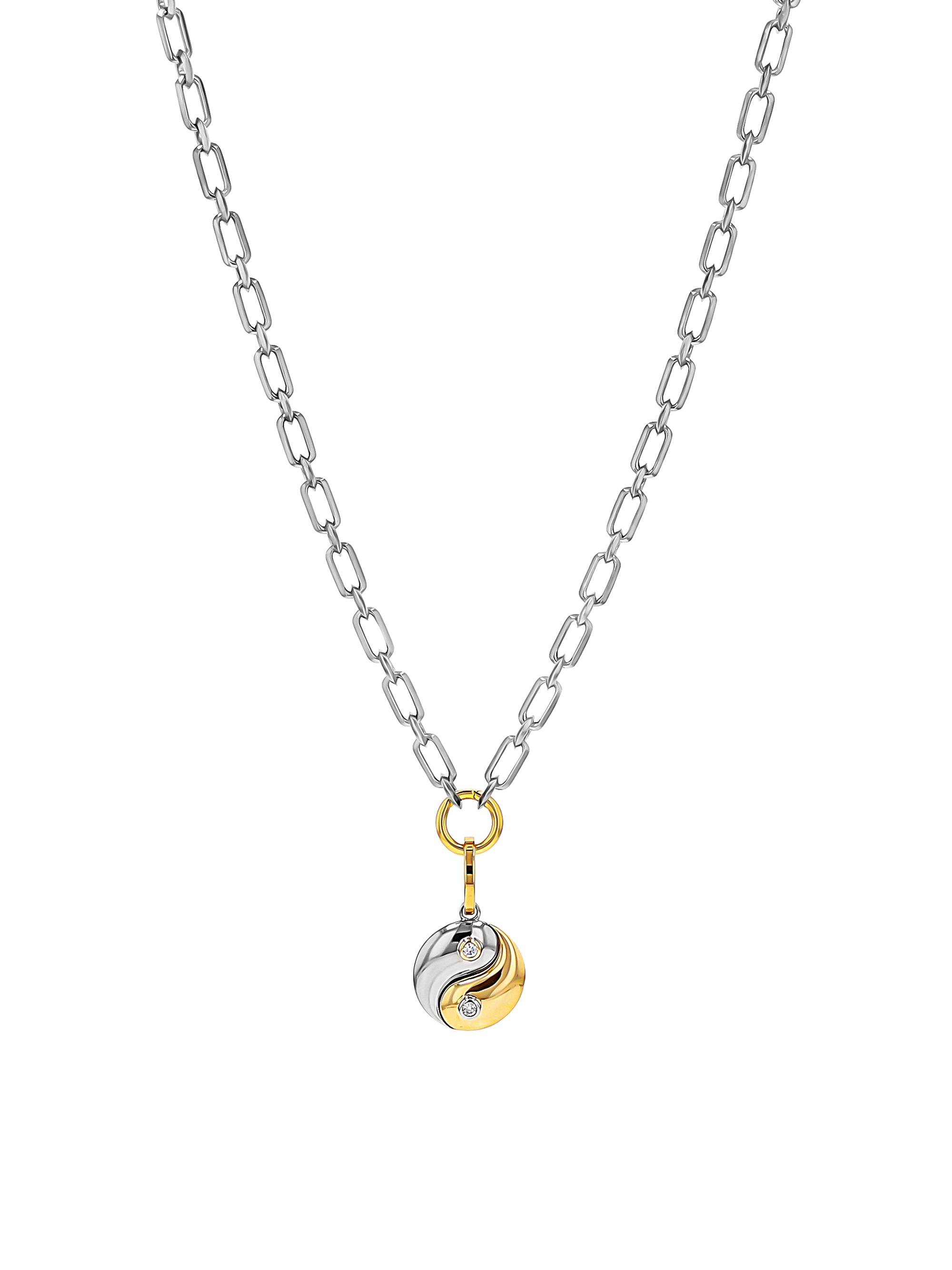 Sheryl Lowe Women's 14K Yellow Gold, Sterling Silver & 0.10 TCW Diamond Yin Yang Pendant Necklace - Mixed Metal