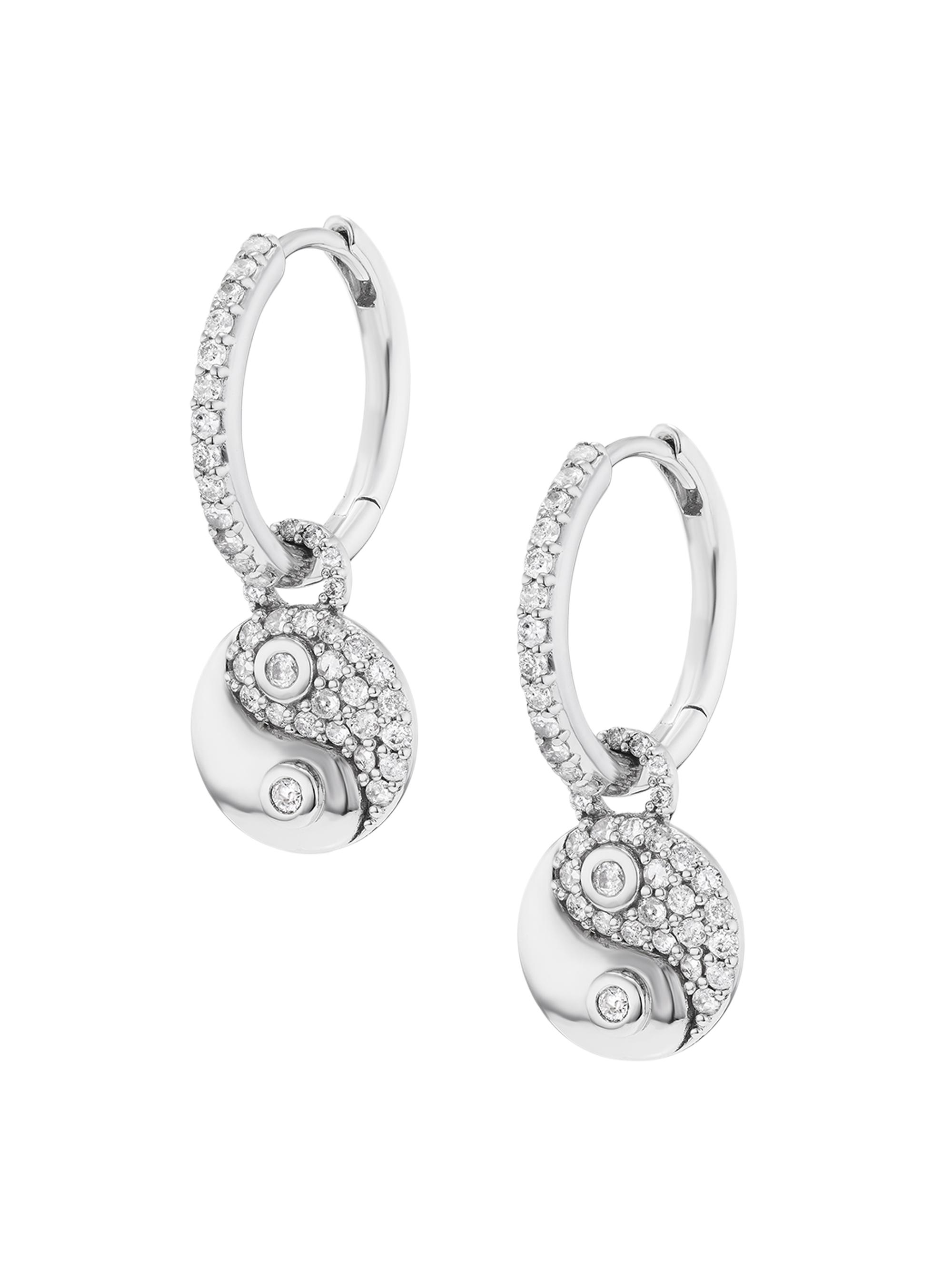 Sheryl Lowe Women's Yin Yang Sterling Silver & 0.53 TCW Diamond Huggie Hoops - Sterling Silver