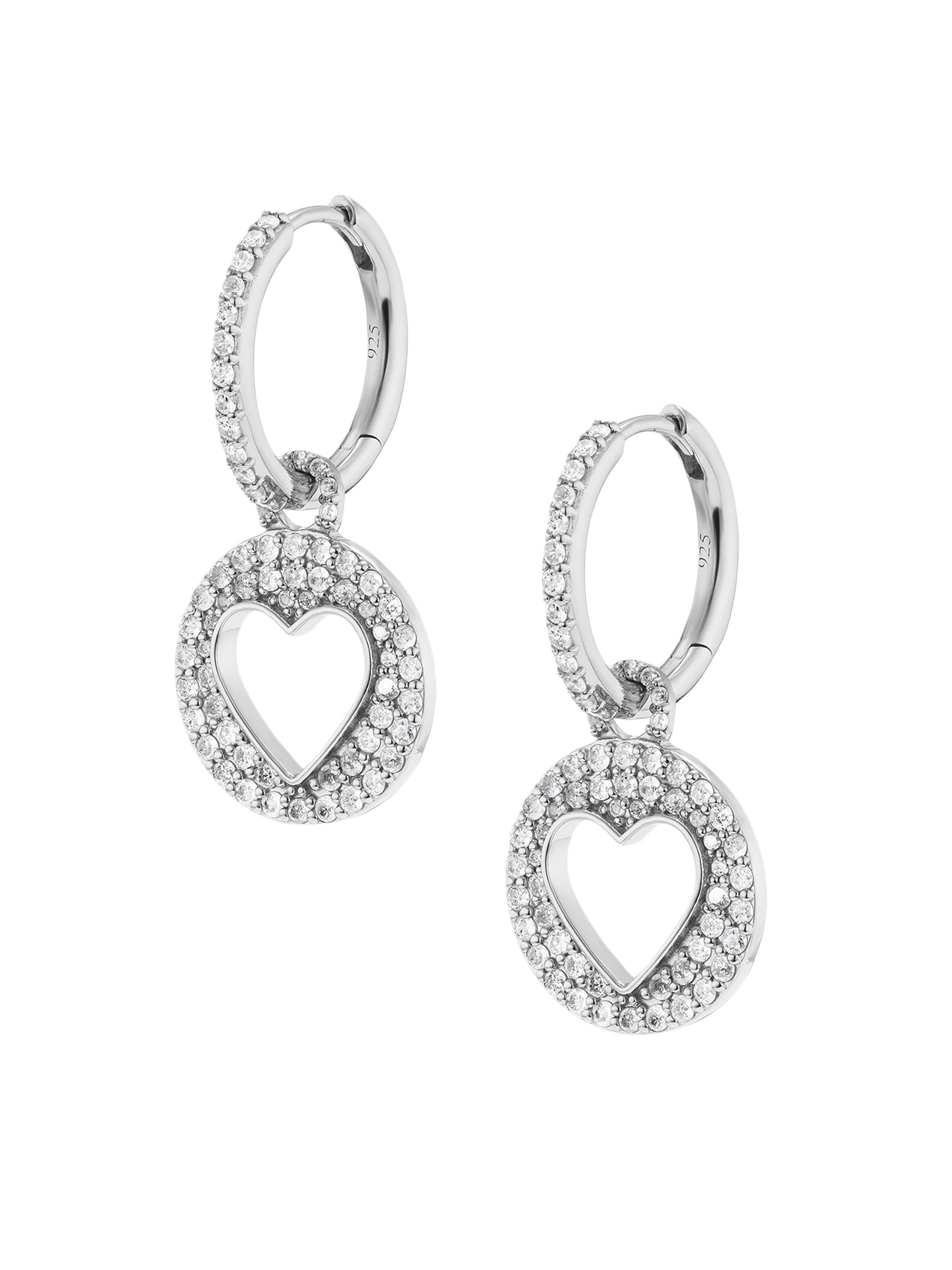 Sheryl Lowe Women's Open Heart Sterling Silver & 0.88 TCW Diamond Huggie Hoops - Sterling Silver