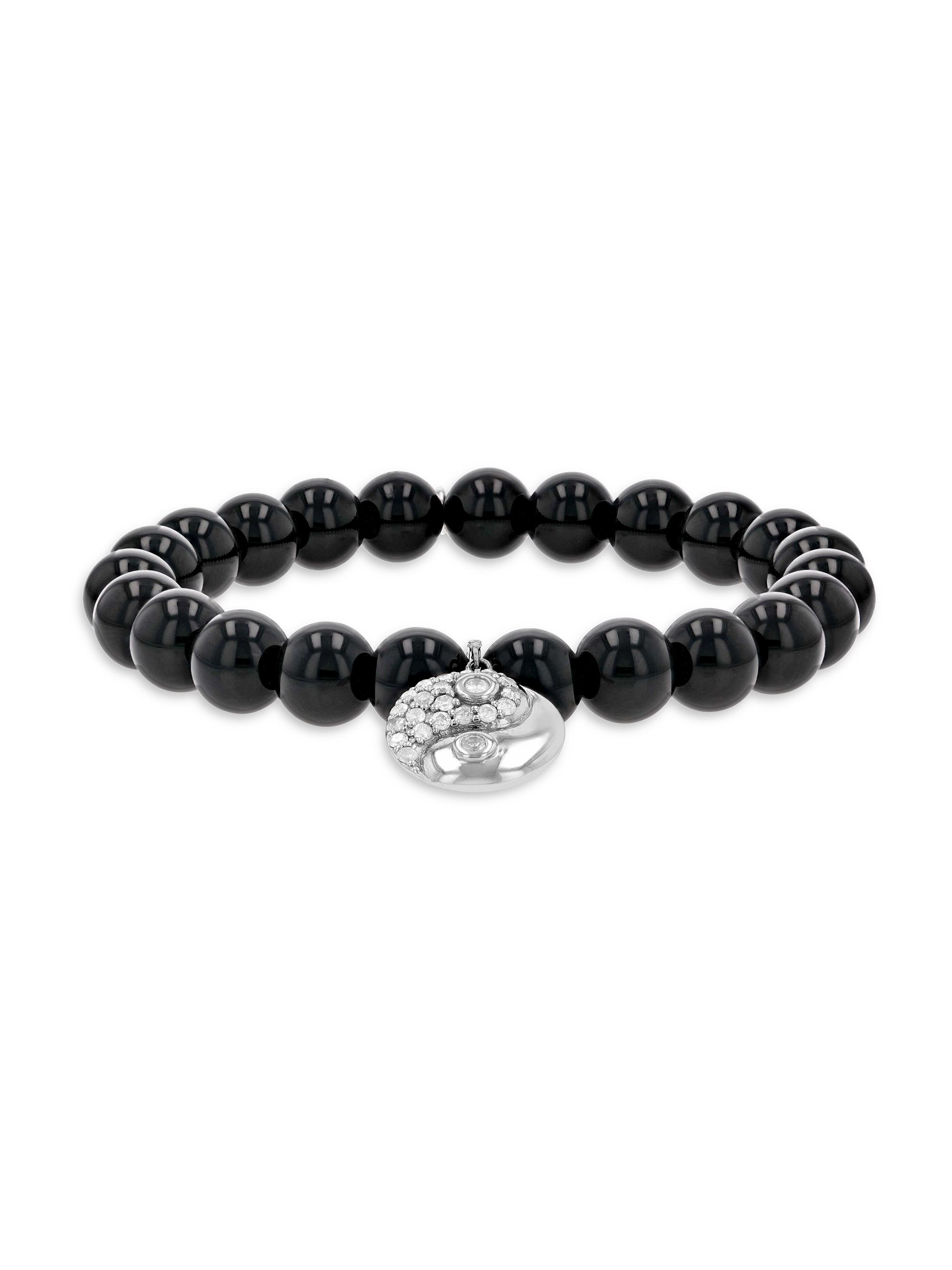 Sheryl Lowe Women's Yin Yang Sterling Silver, Black Onyx & 0.41 TCW Diamond Bracelet - Sterling Silver