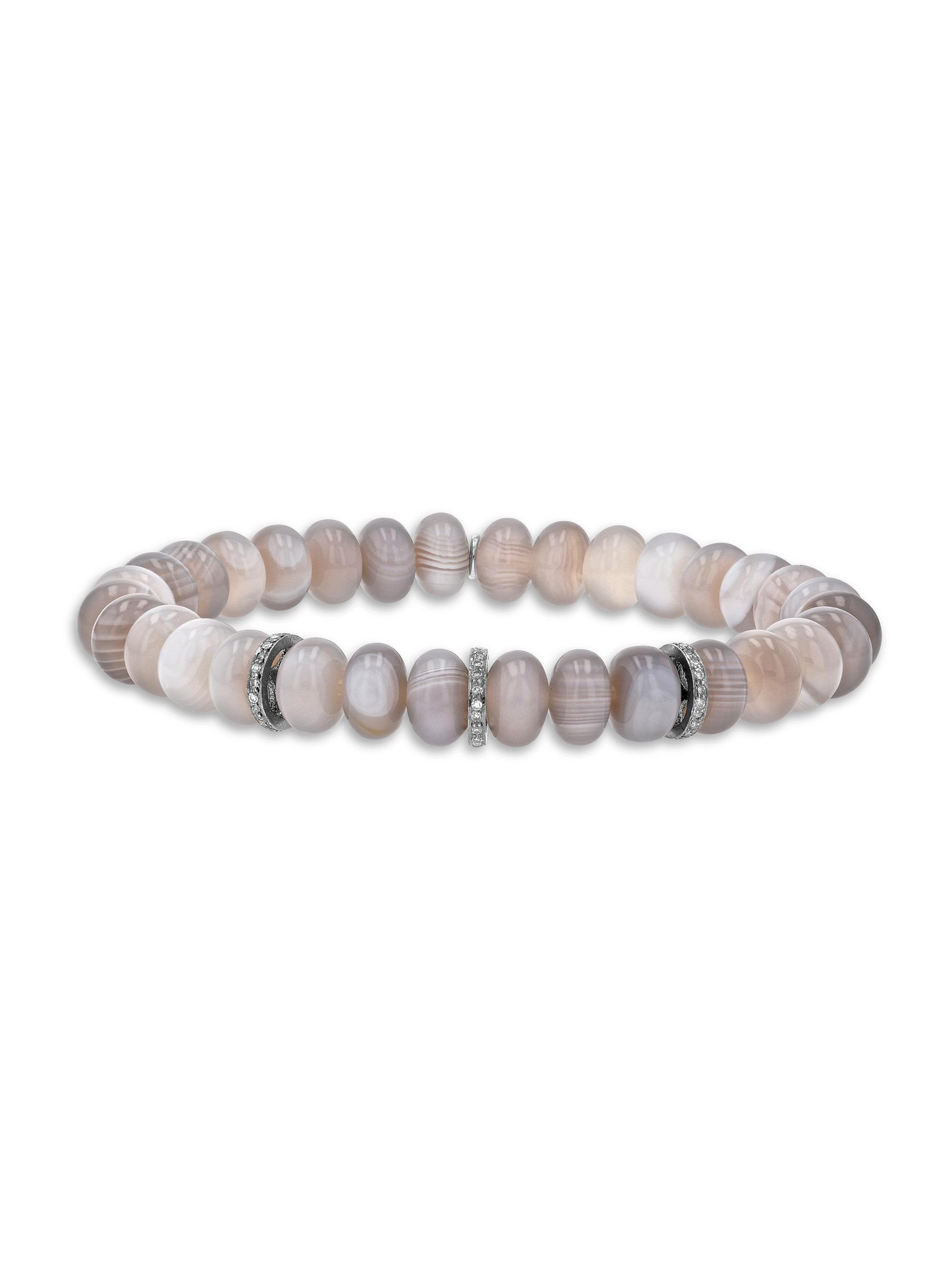 Sheryl Lowe Women's Sterling Silver, Botswana Agate & 0.27 TCW Diamond Bracelet - Sterling Silver