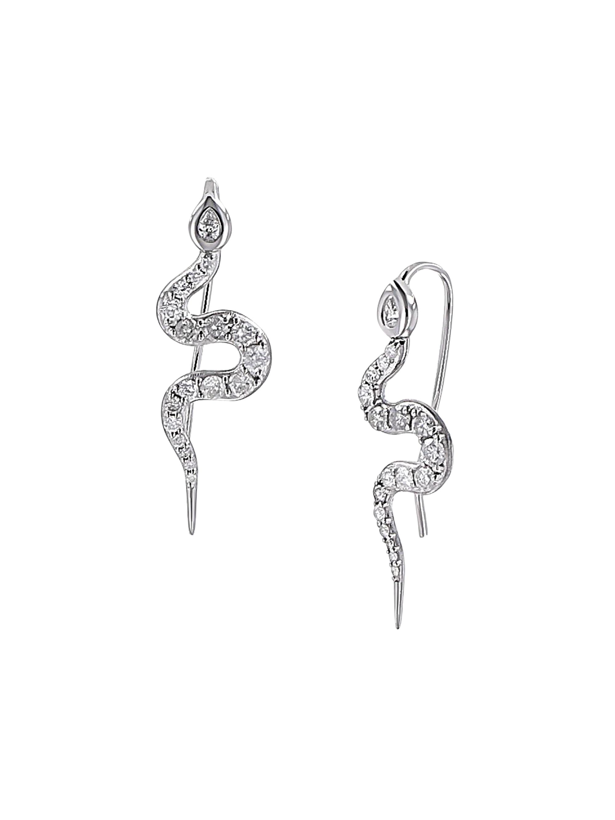 Sheryl Lowe Women's Sterling Silver & 1.11 TCW Diamond Snake Earrings - Sterling Silver