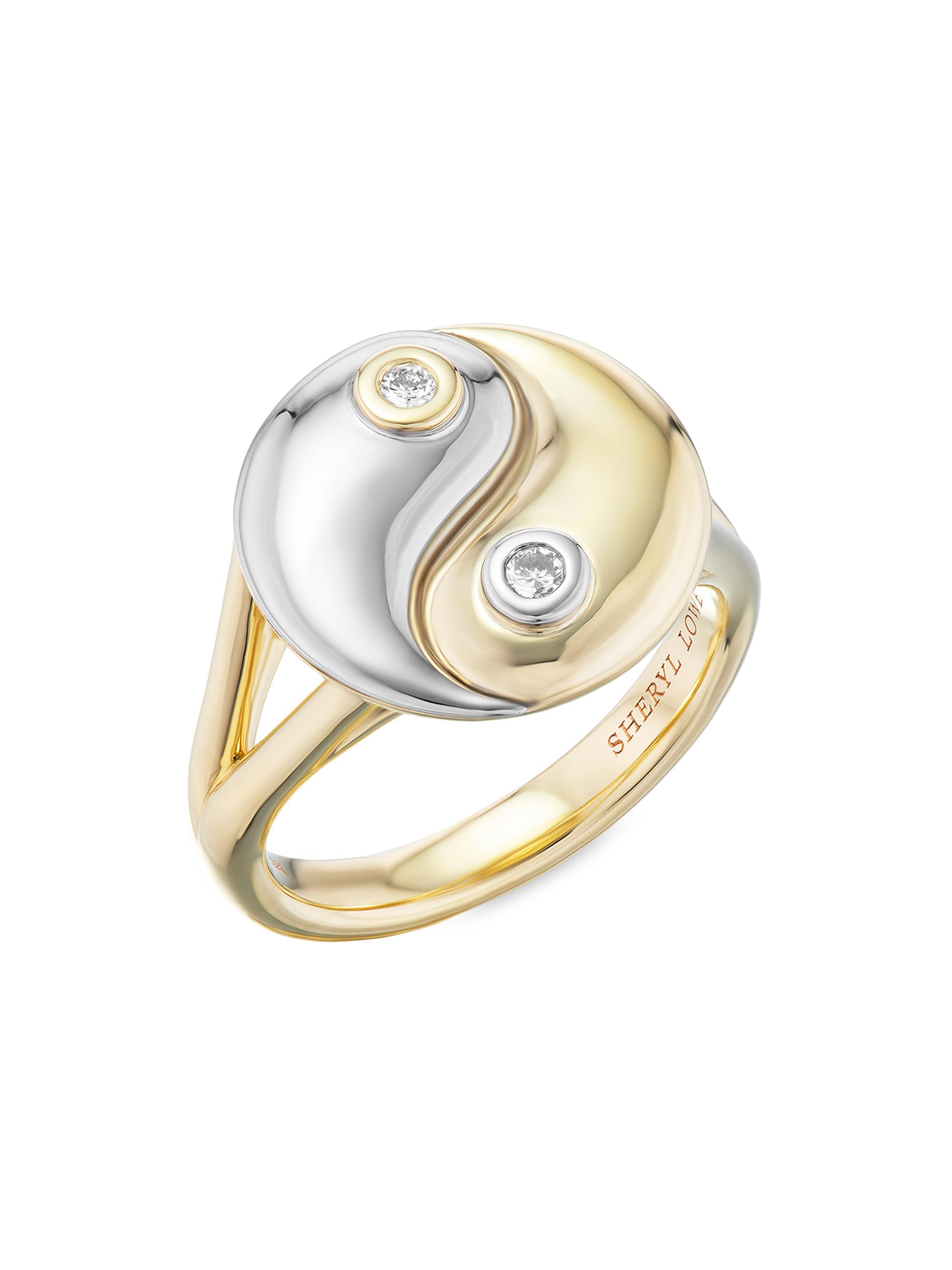 Sheryl Lowe Women's Yin Yang 14K Yellow Gold, Sterling Silver & 0.10 TCW Diamond Ring - Mixed Metal