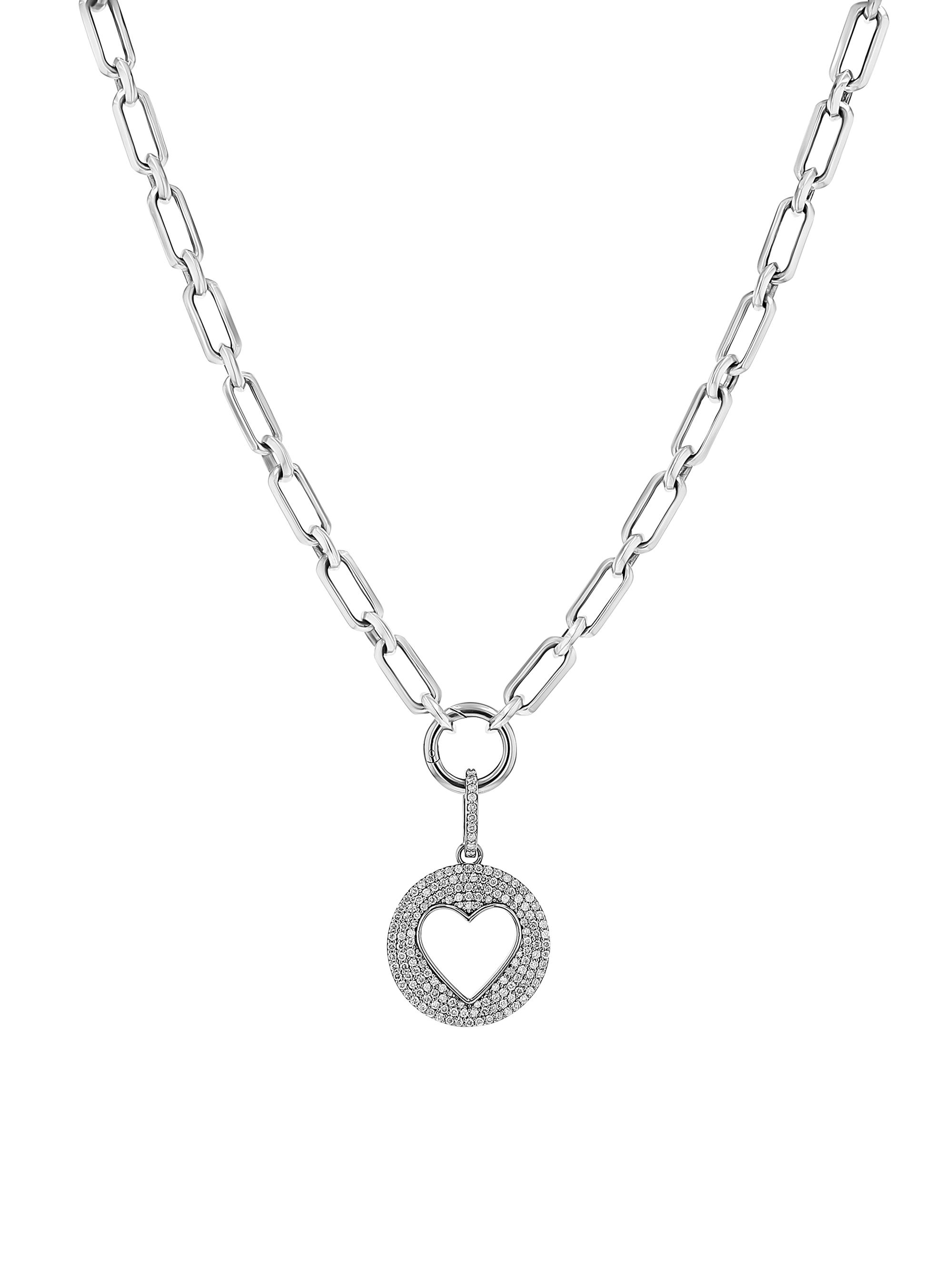 Sheryl Lowe Women's Sterling Silver & 0.54 TCW Diamond Open Heart Necklace - Sterling Silver