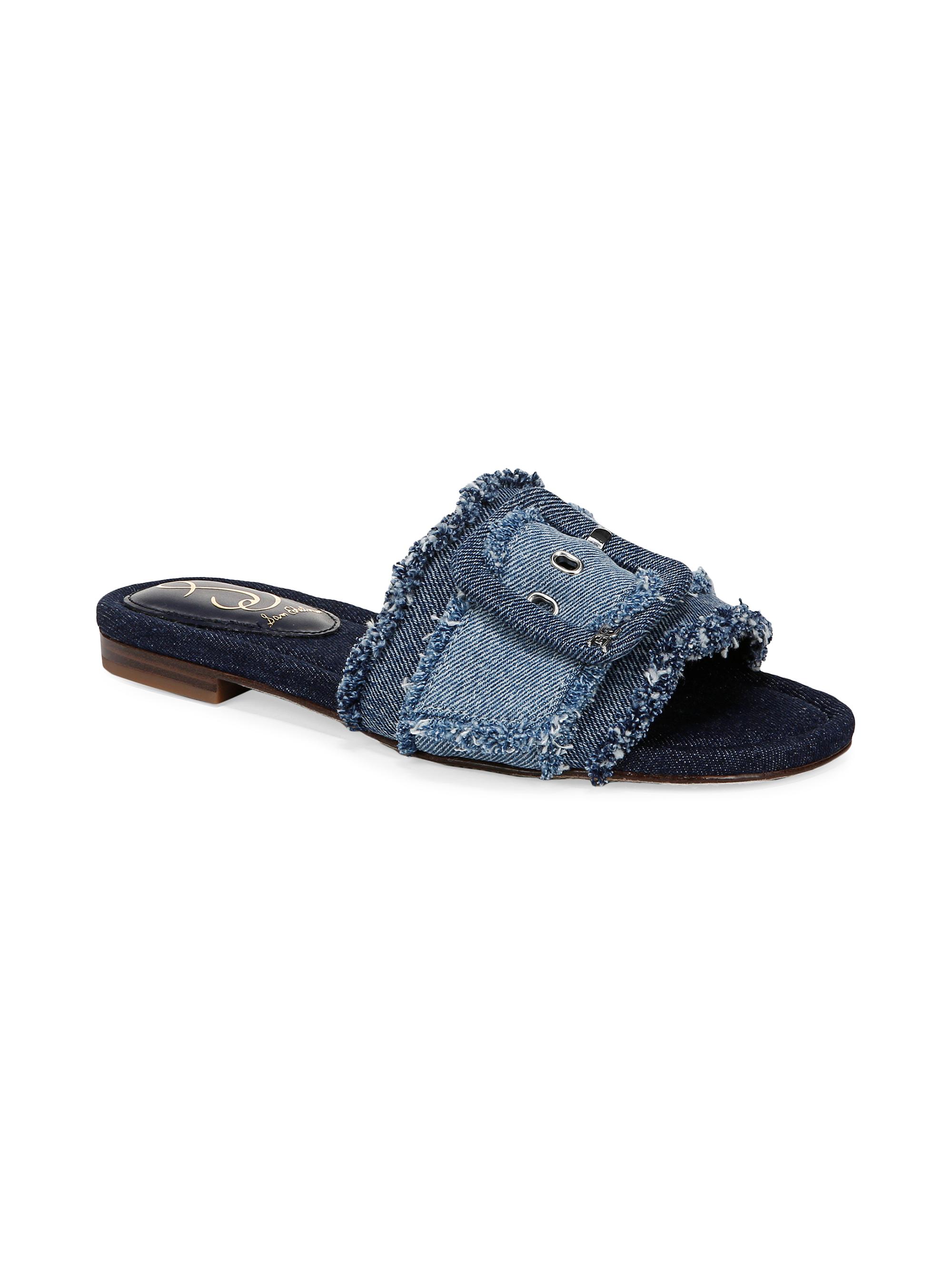 Sam Edelman Bambi Fray Denim Slide Sandals | Saks Fifth Avenue