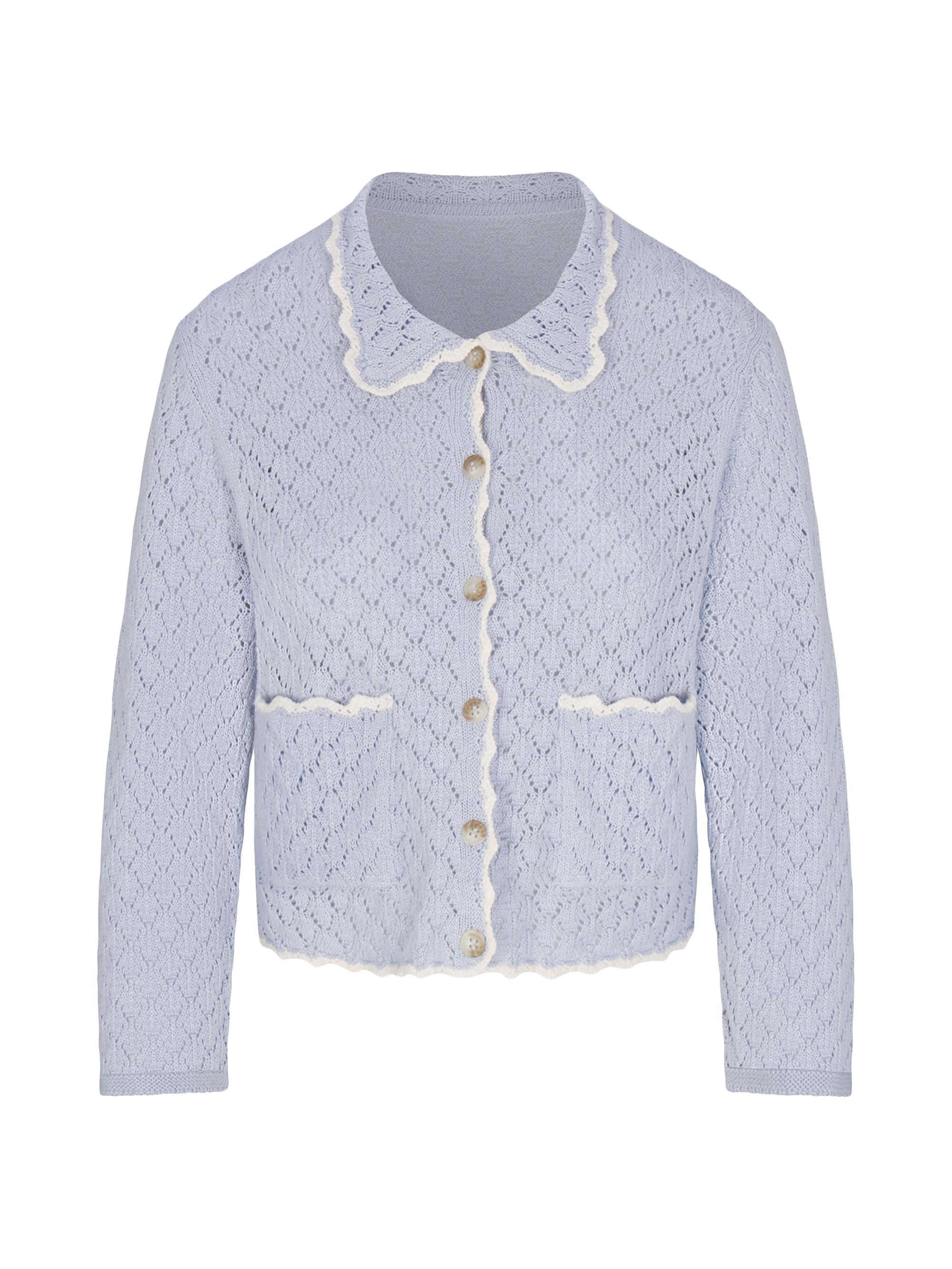 Baybala Juliette Scallop-Trim Cardigan - Blue Fog