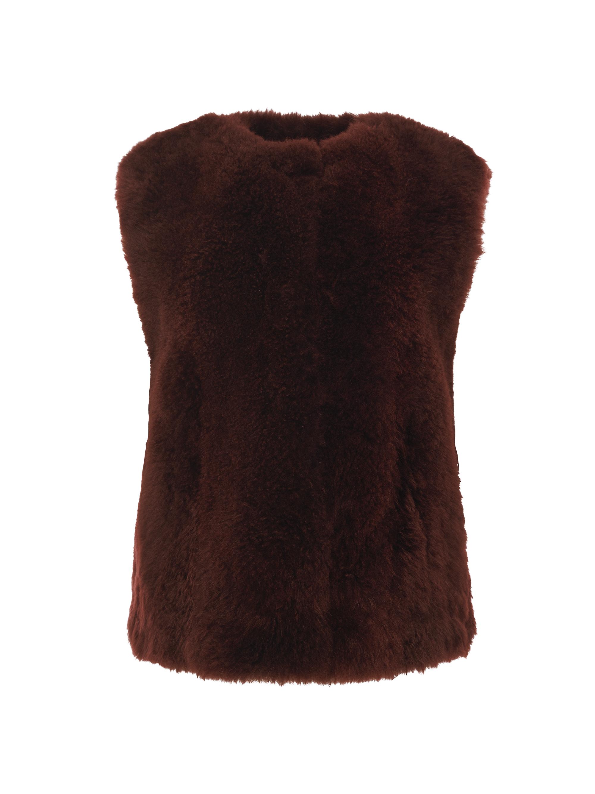 Gorski Women's Select Cashmere Goat Collarless Vest - Burgundy