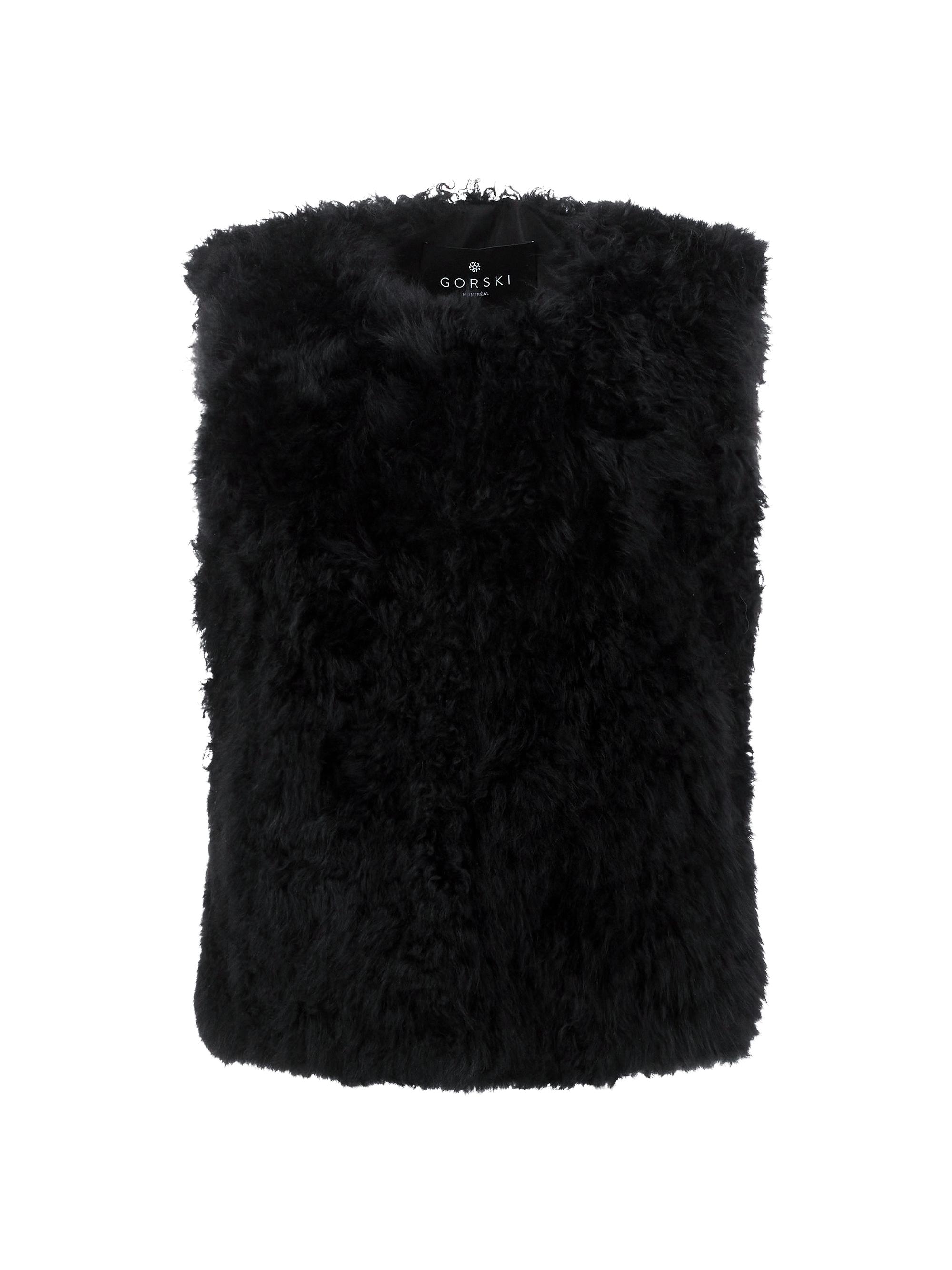 Gorski Women's Select Cashmere Goat Collarless Vest - Black