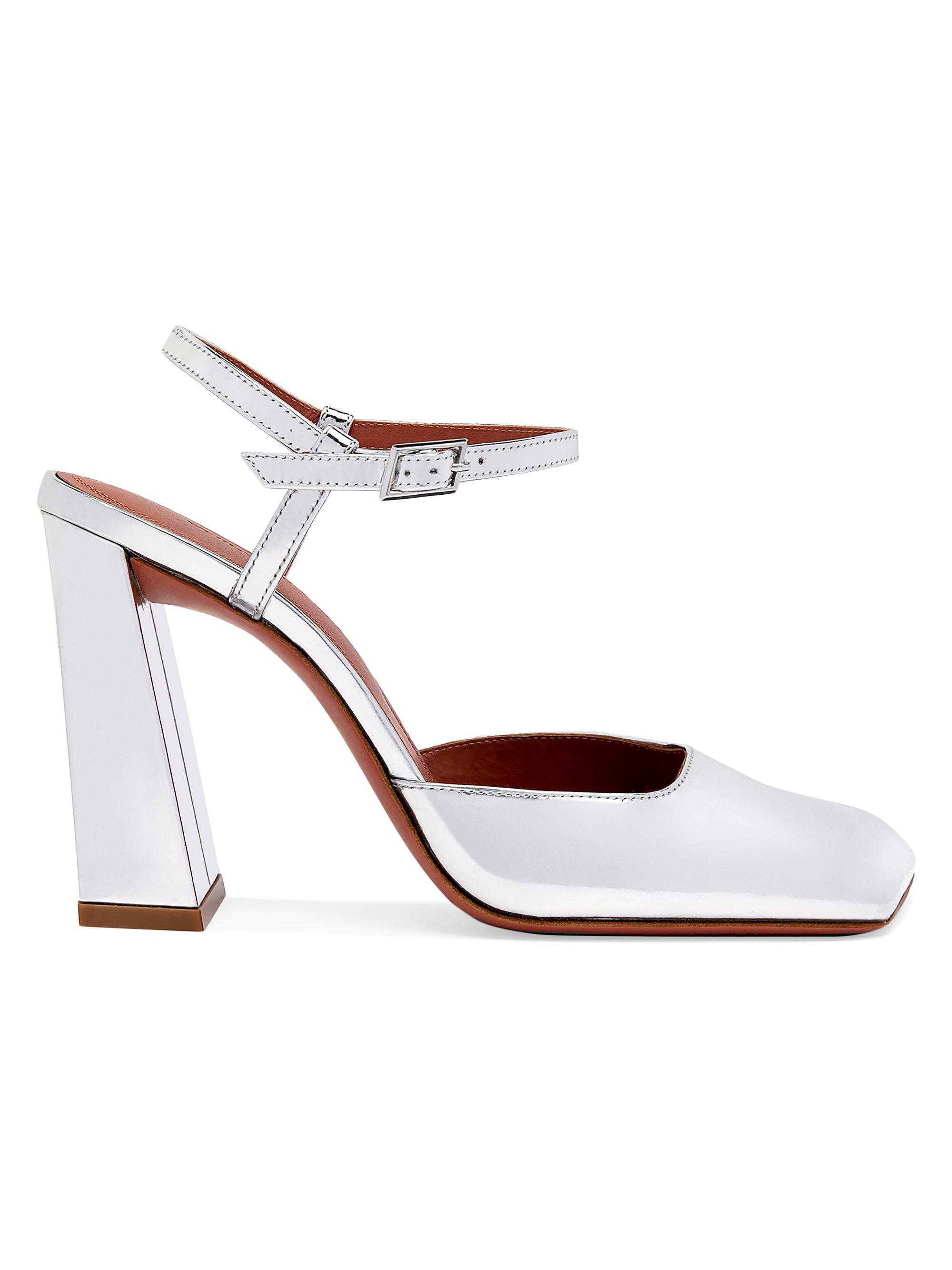 Amina Muaddi Women's Charlotte 95MM Mirrored Leather Pumps - Mirror Silver