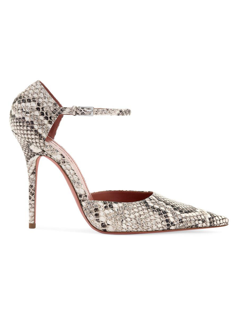Amina Muaddi Barbara 105MM Snake Leather Mary Jane Pumps | Saks