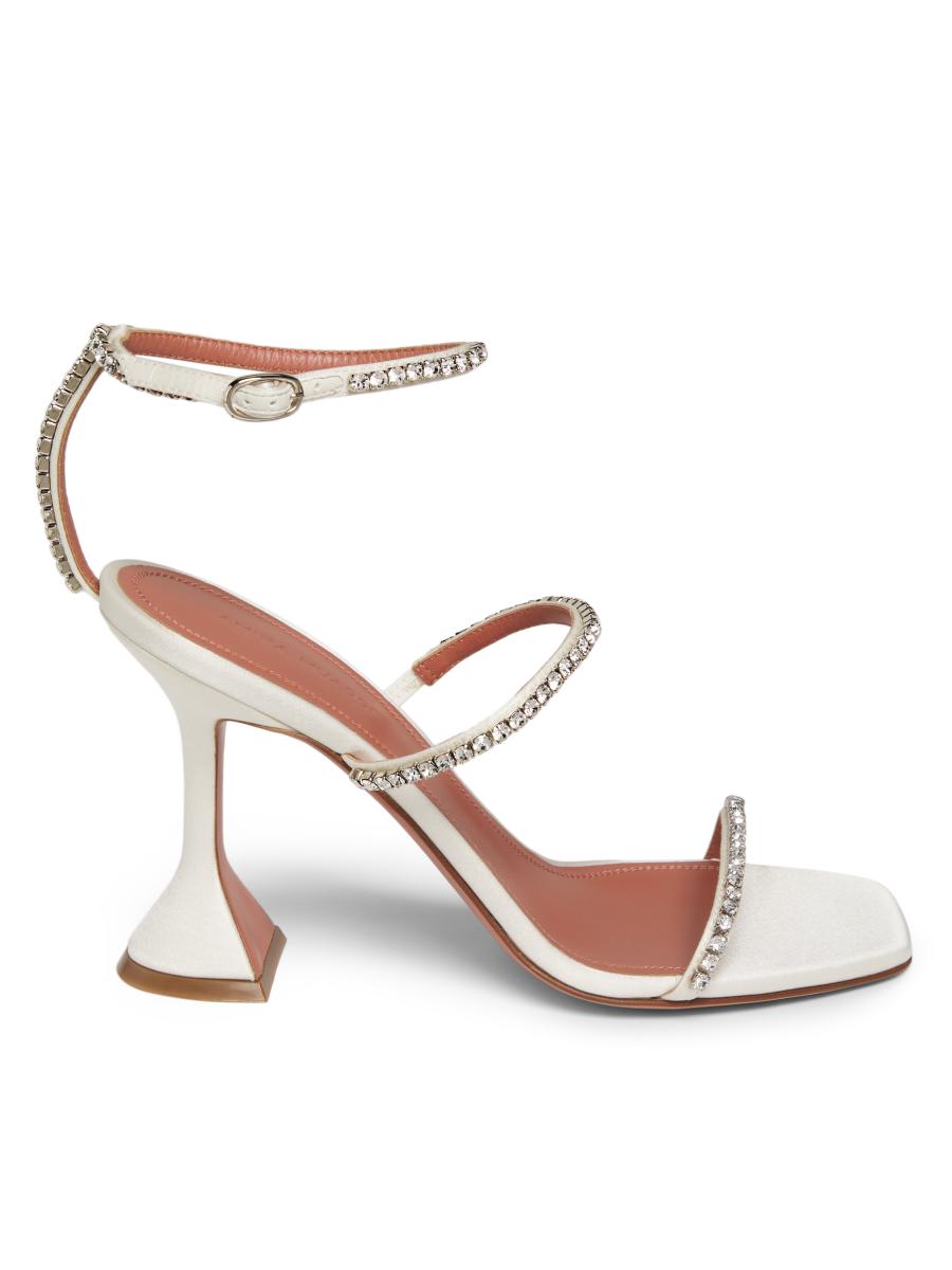 Amina Muaddi Gilda Silk & Leather Sandals | Saks Fifth Avenue